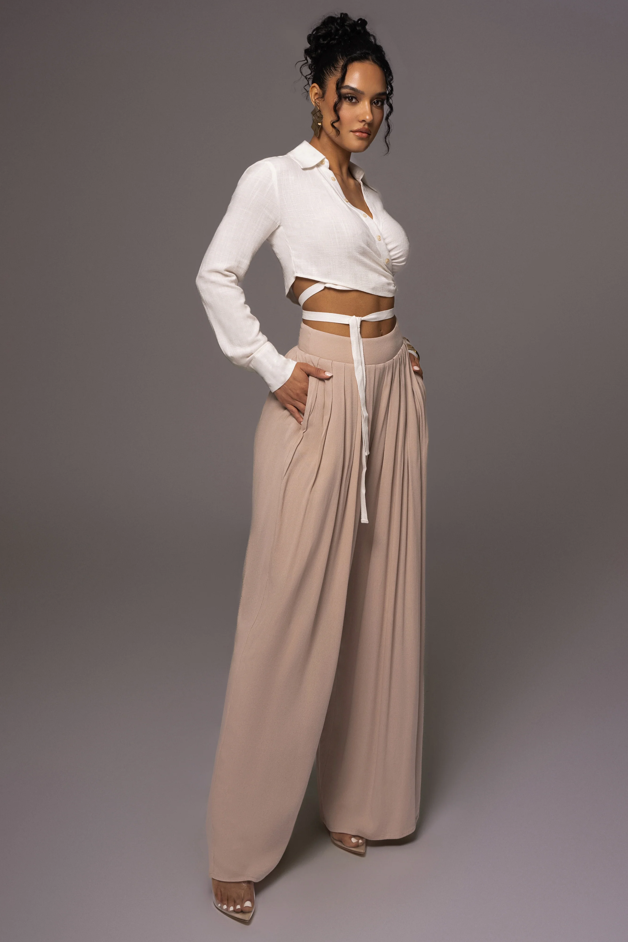 Beige After Sunset Pleated Pants - Image 11