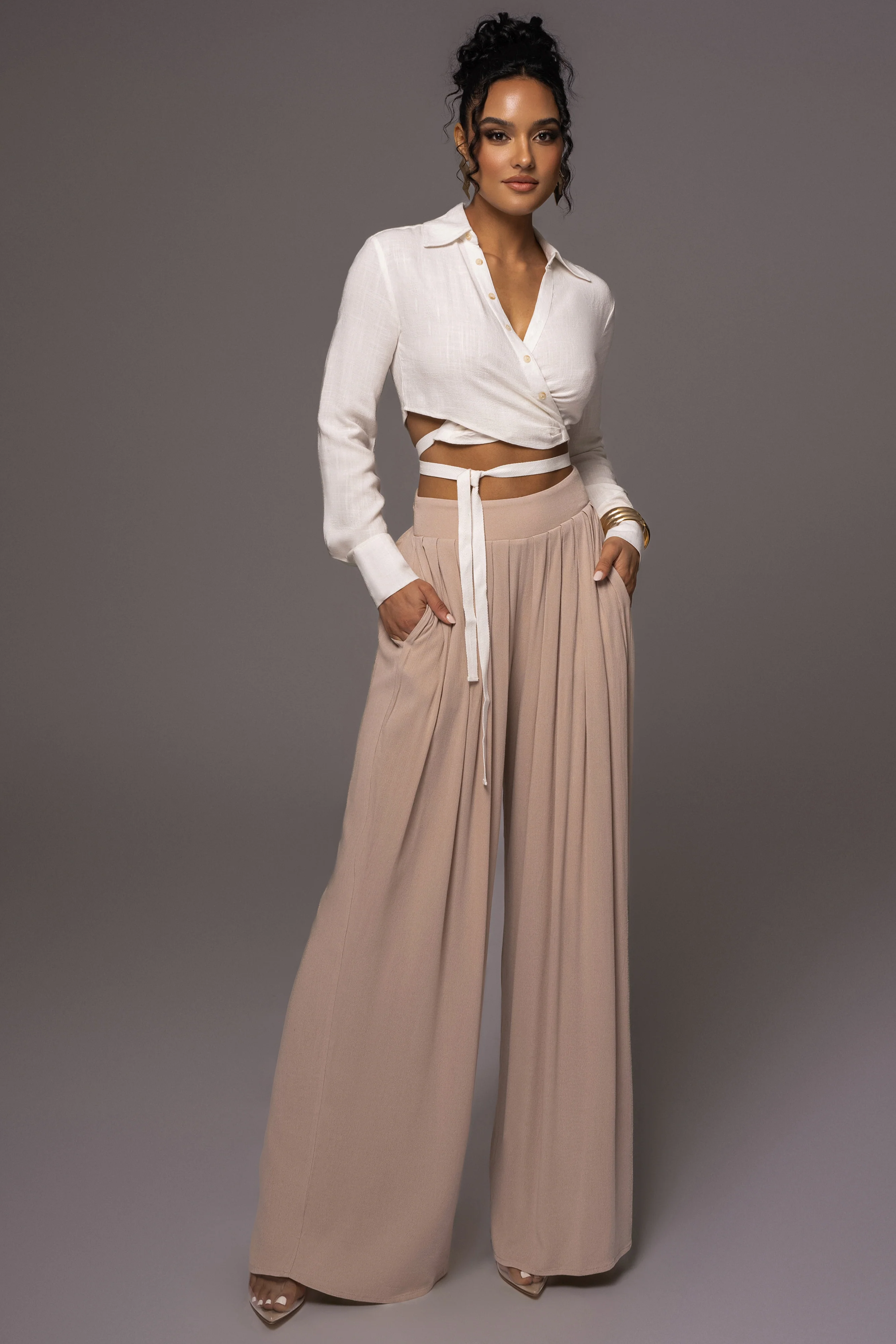 Beige After Sunset Pleated Pants - Image 5