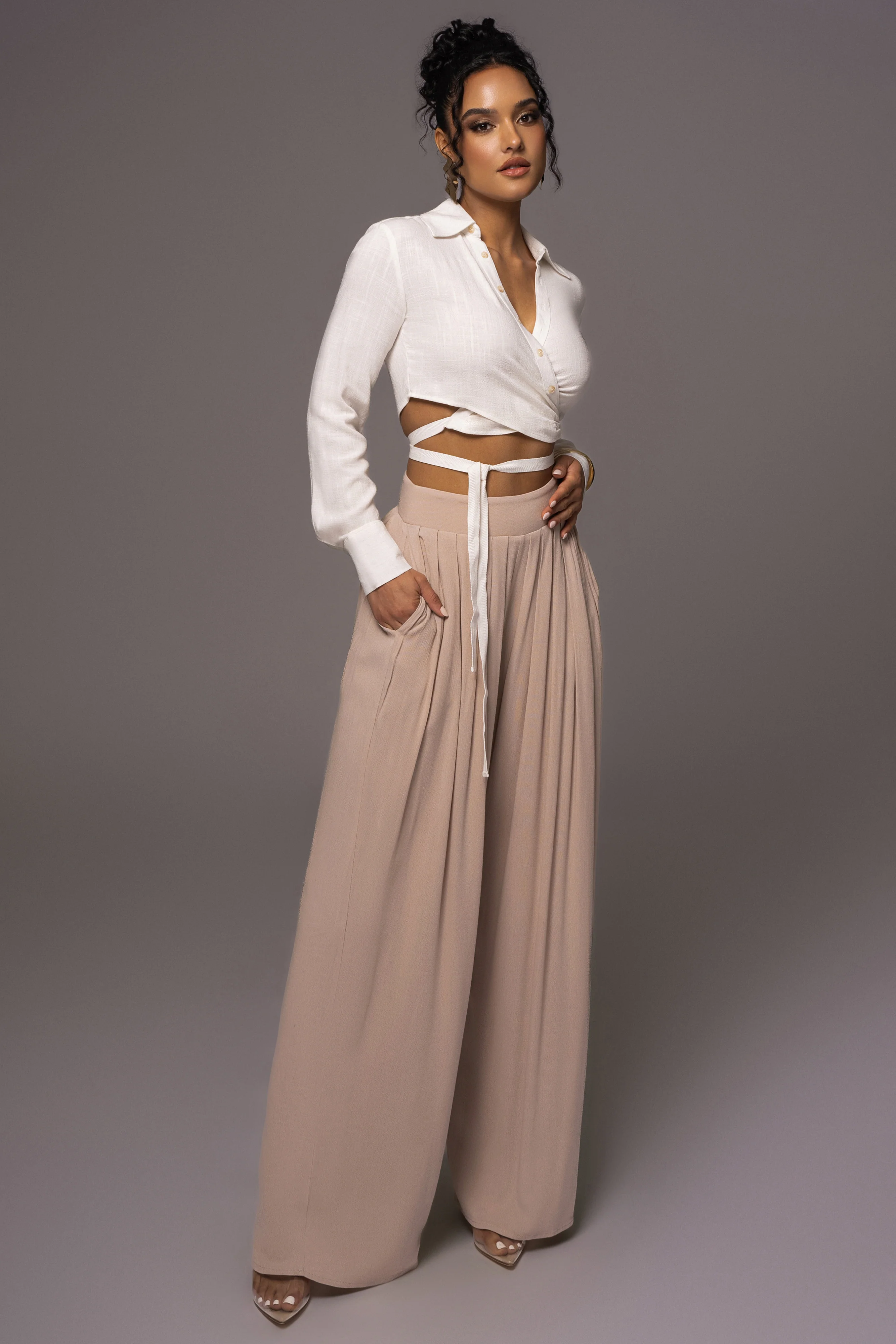 Beige After Sunset Pleated Pants - Image 8