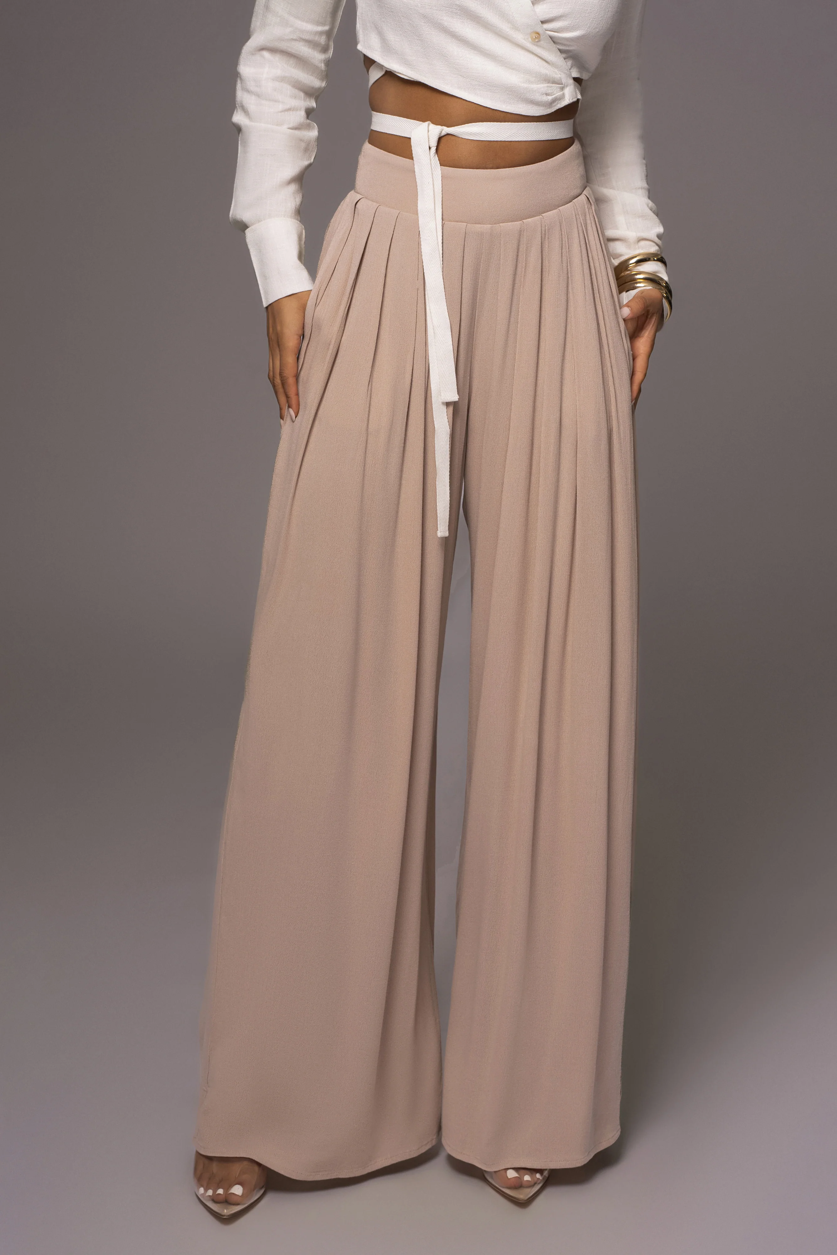 Beige After Sunset Pleated Pants - Image 9