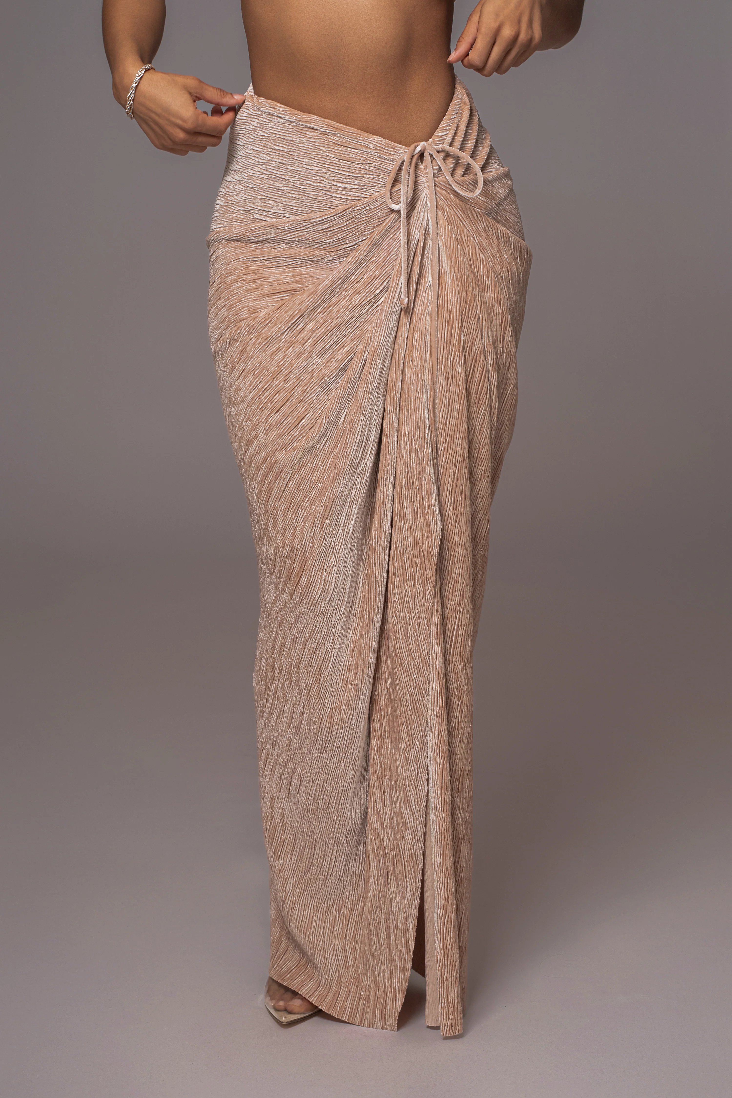 Beige Chosen One Velvet Skirt Set - Image 3
