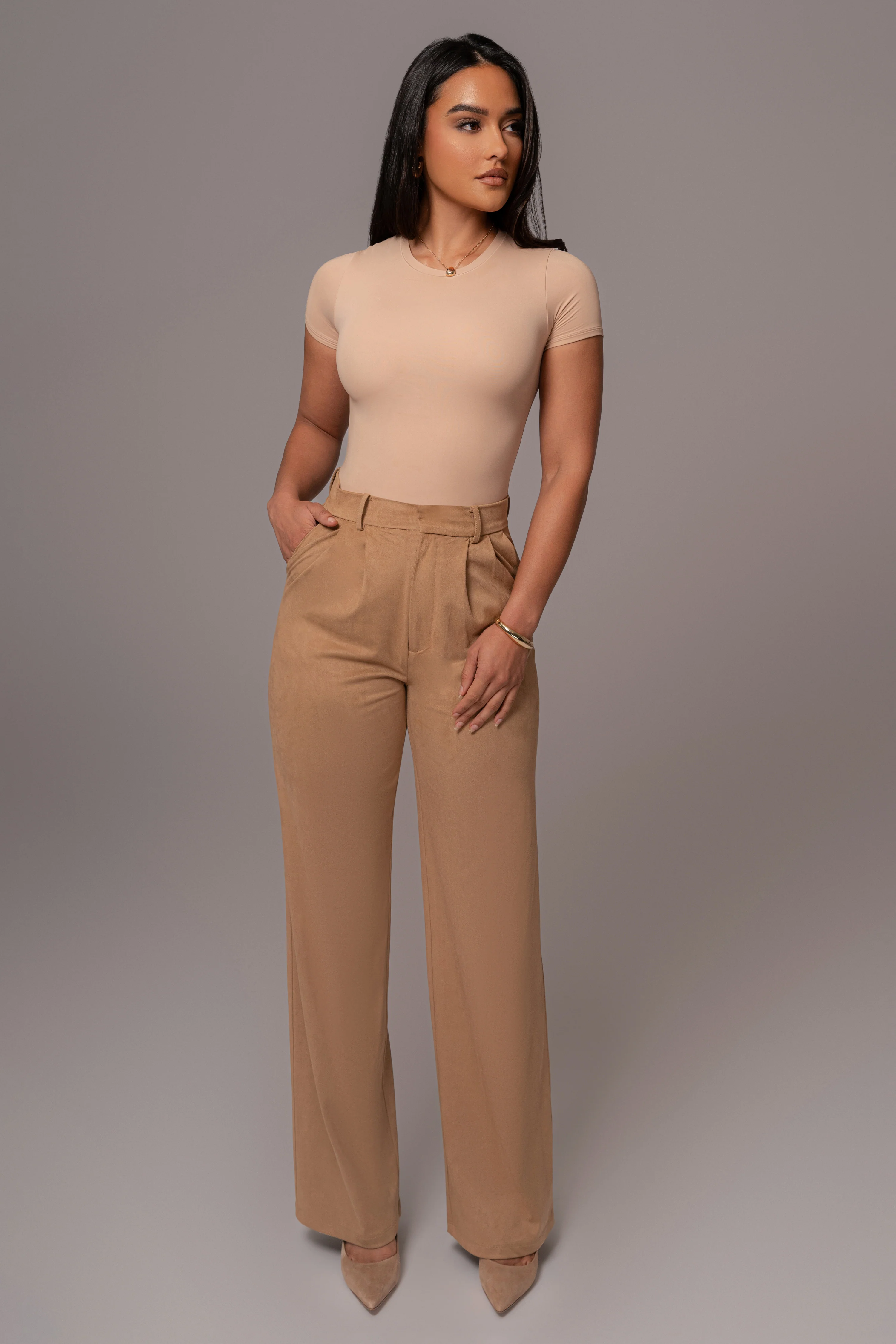 Beige Classic High Rise Trousers - Image 4