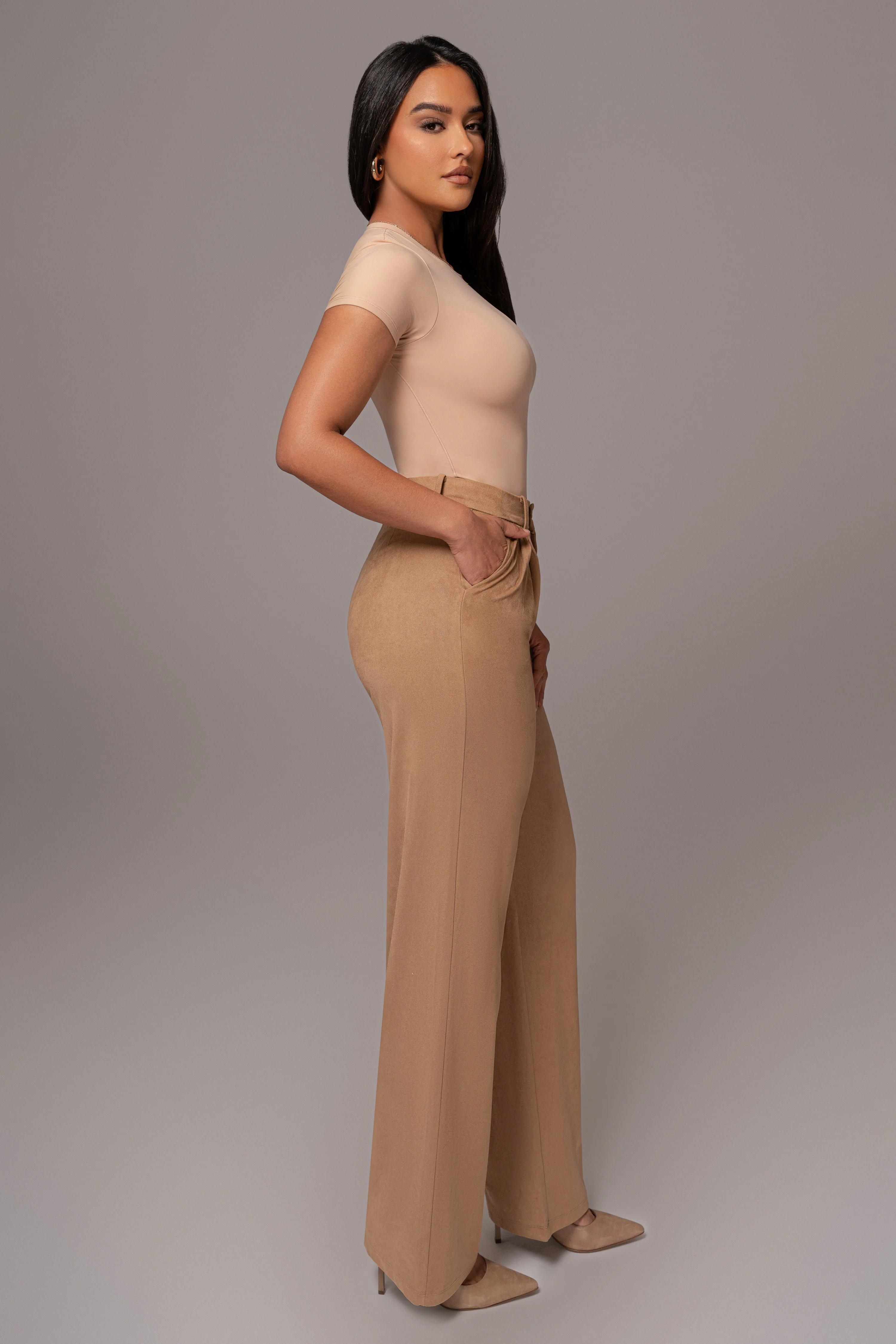 Beige Classic High Rise Trousers - Image 6