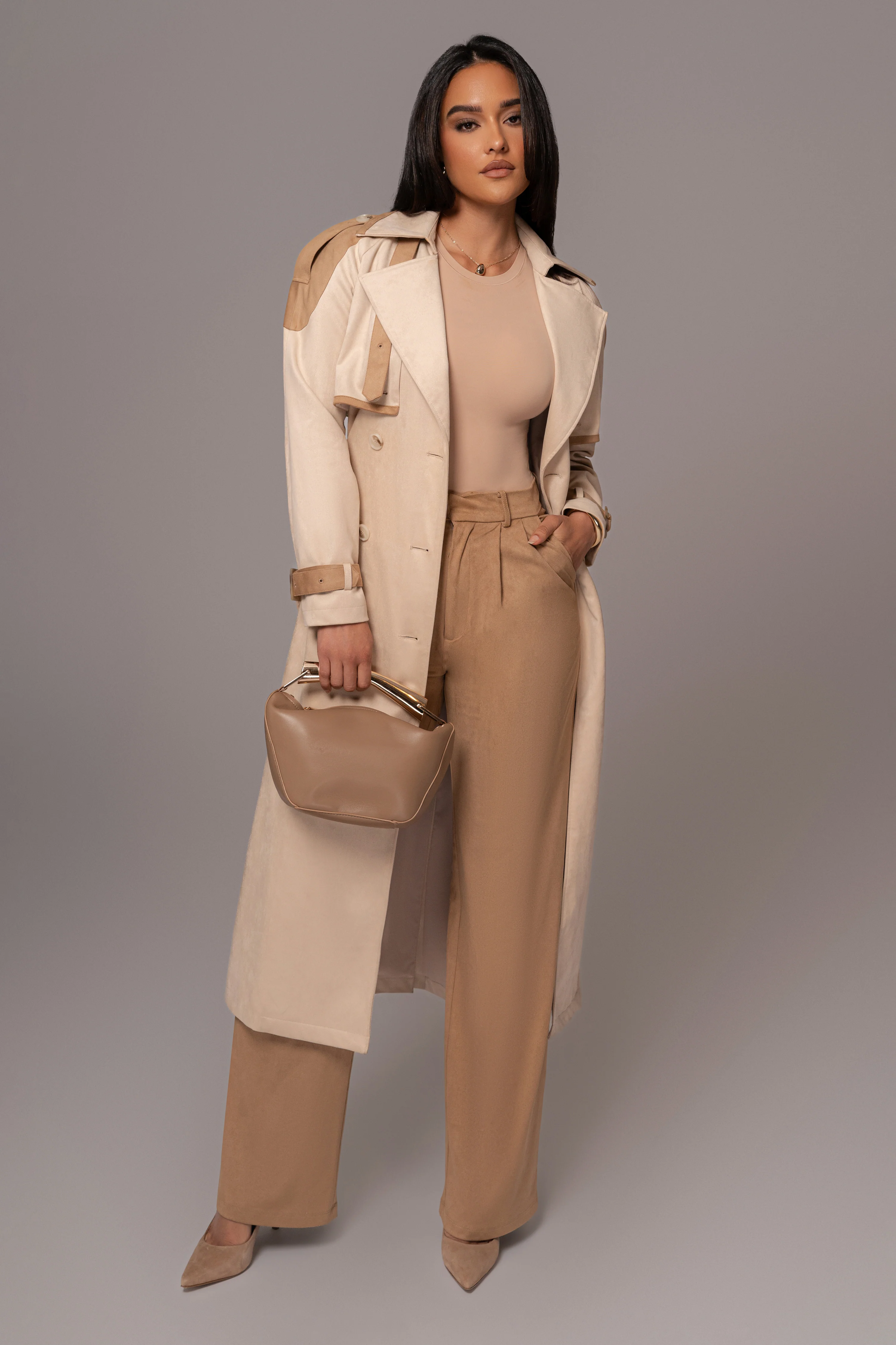Beige Classic High Rise Trousers - Image 7