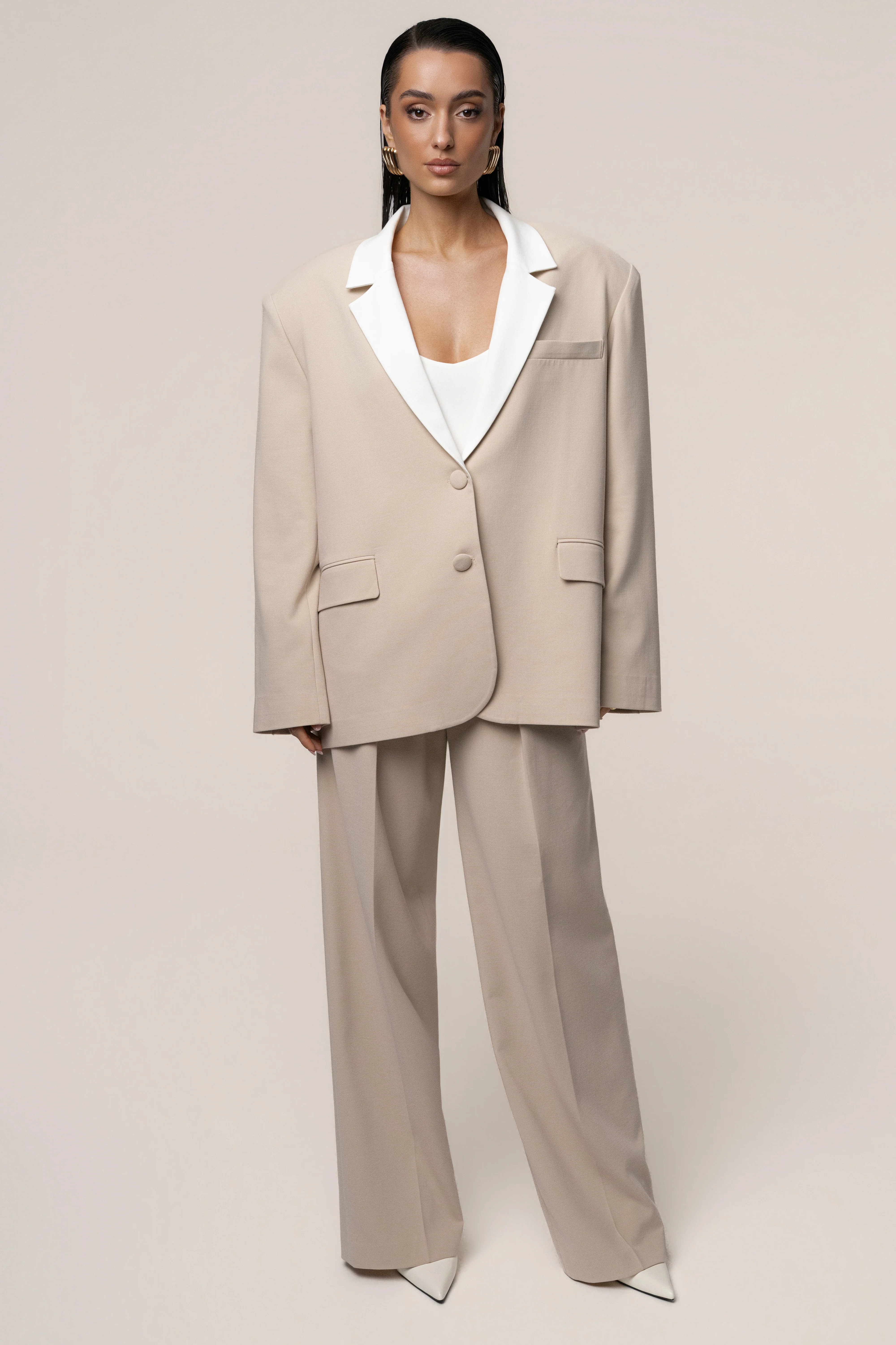 Beige Command Oversized Blazer - Image 2