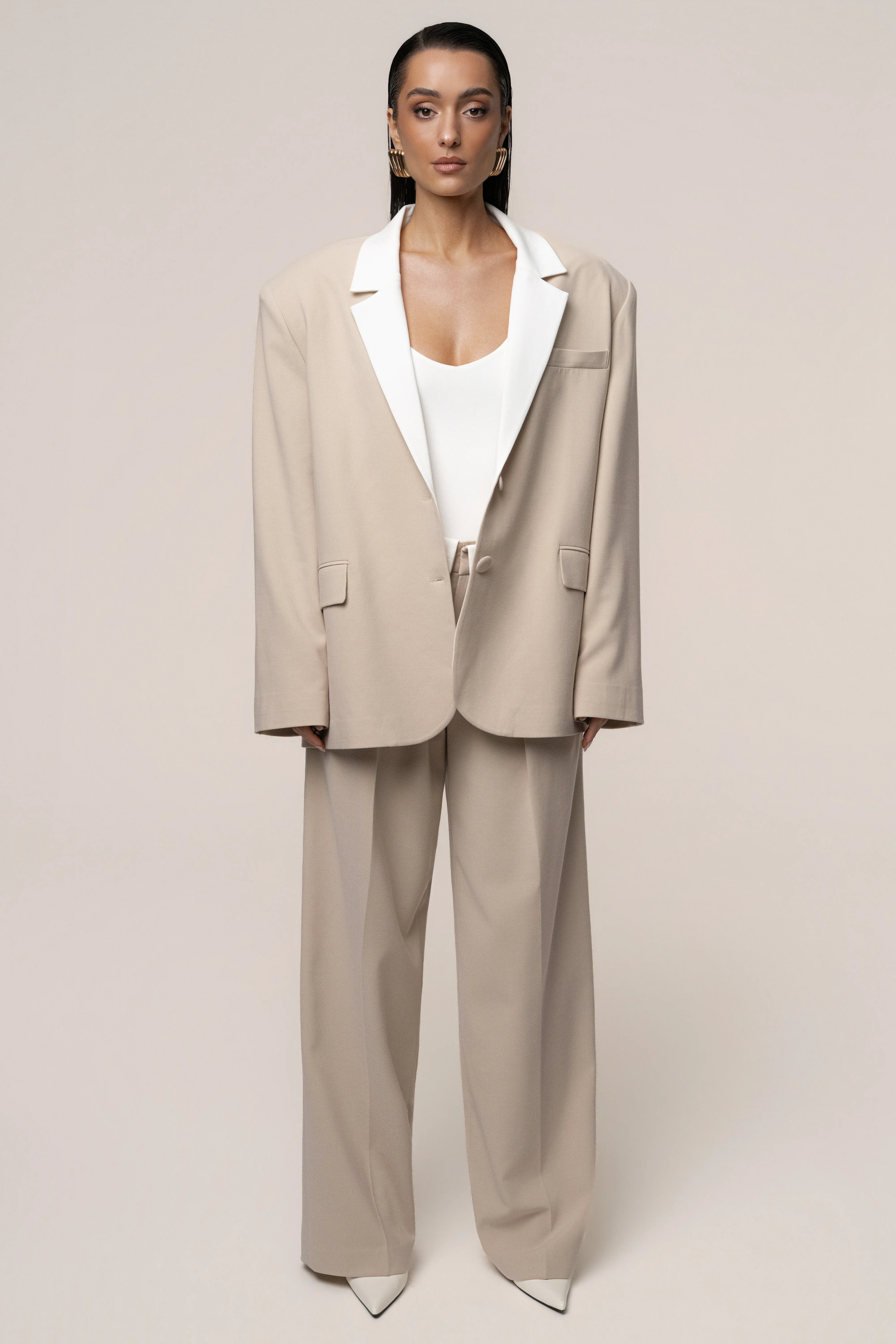 Beige Command Oversized Blazer - Image 3