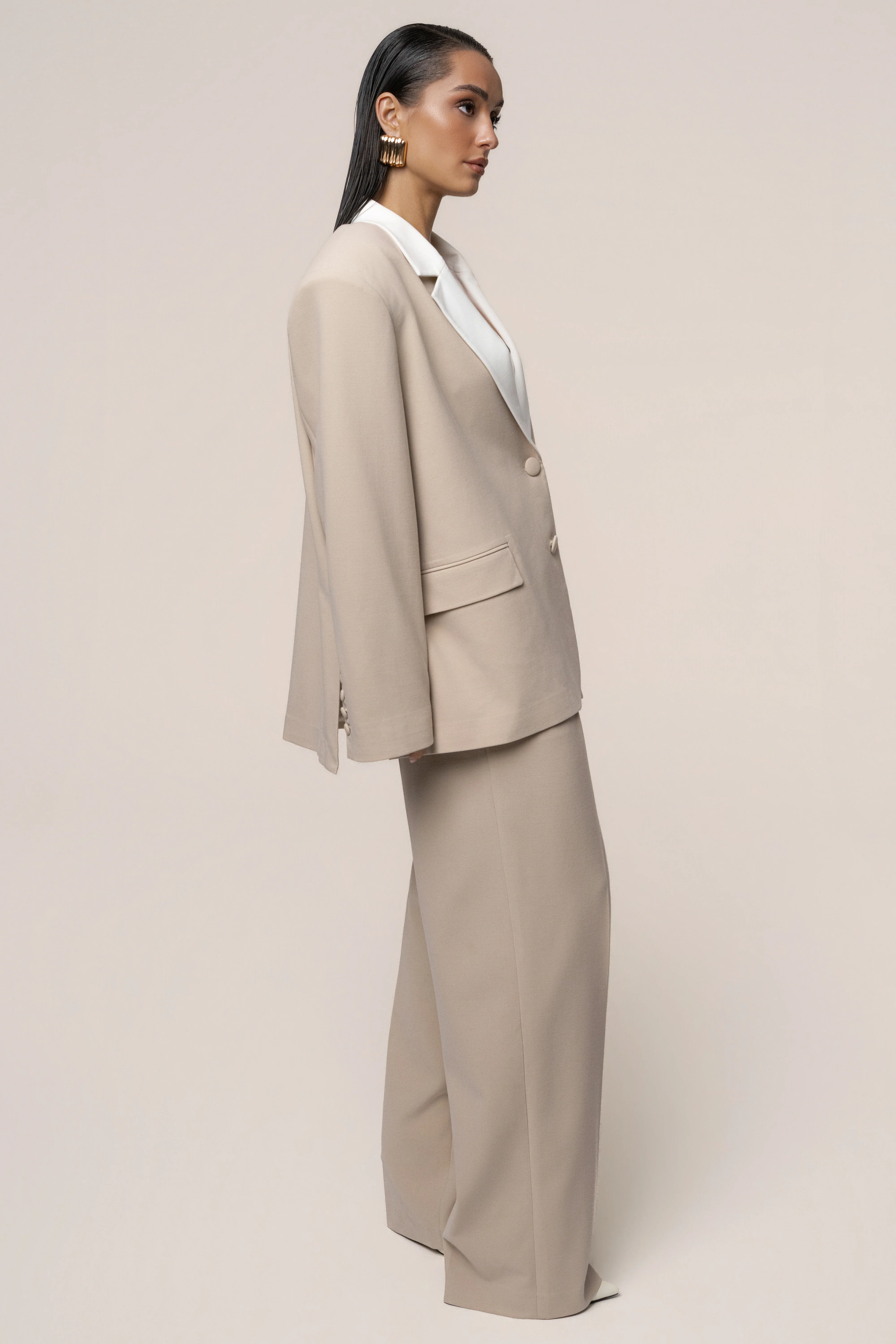 Beige Command Oversized Blazer - Image 6