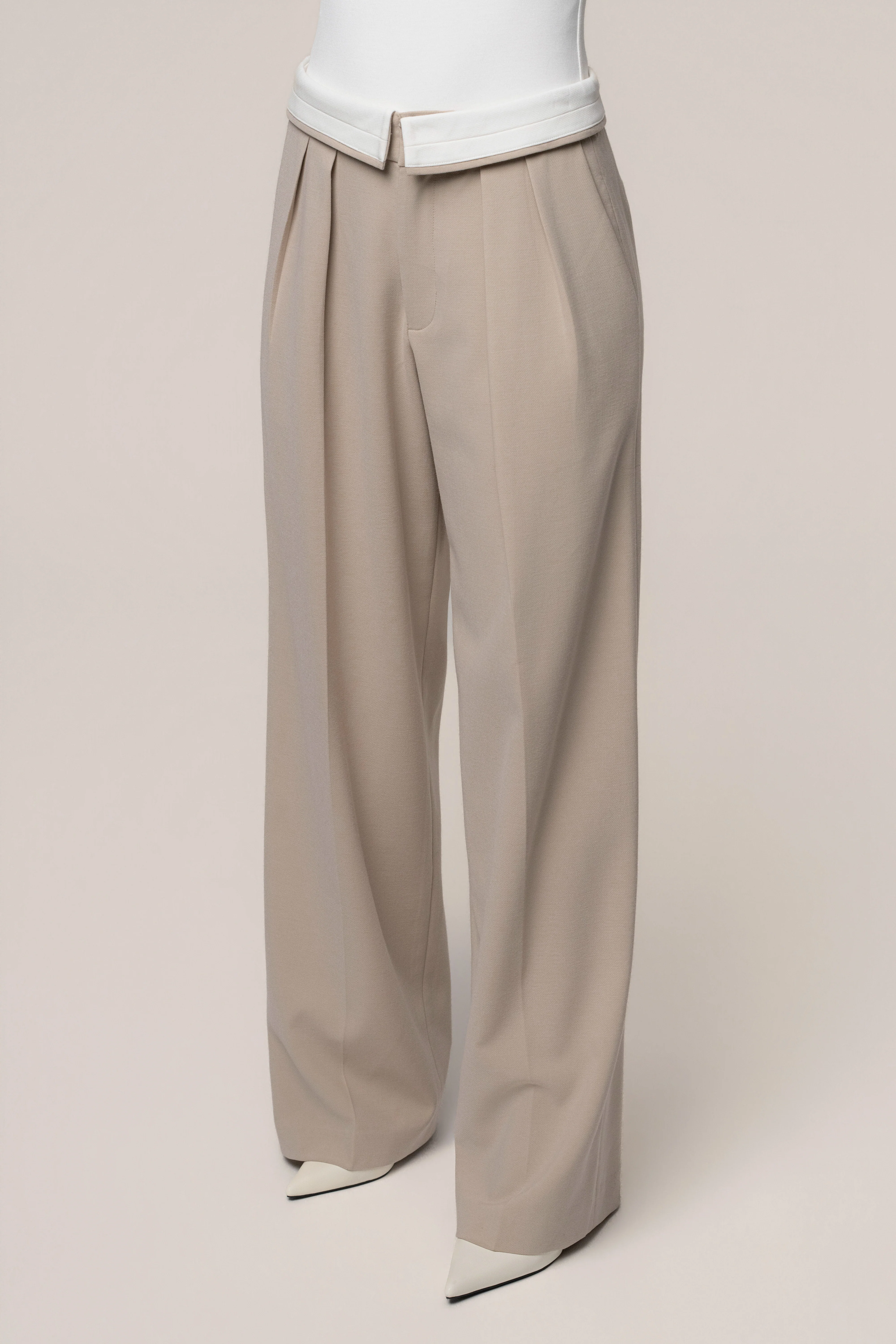 Beige Command Pleat Trouser - Image 8
