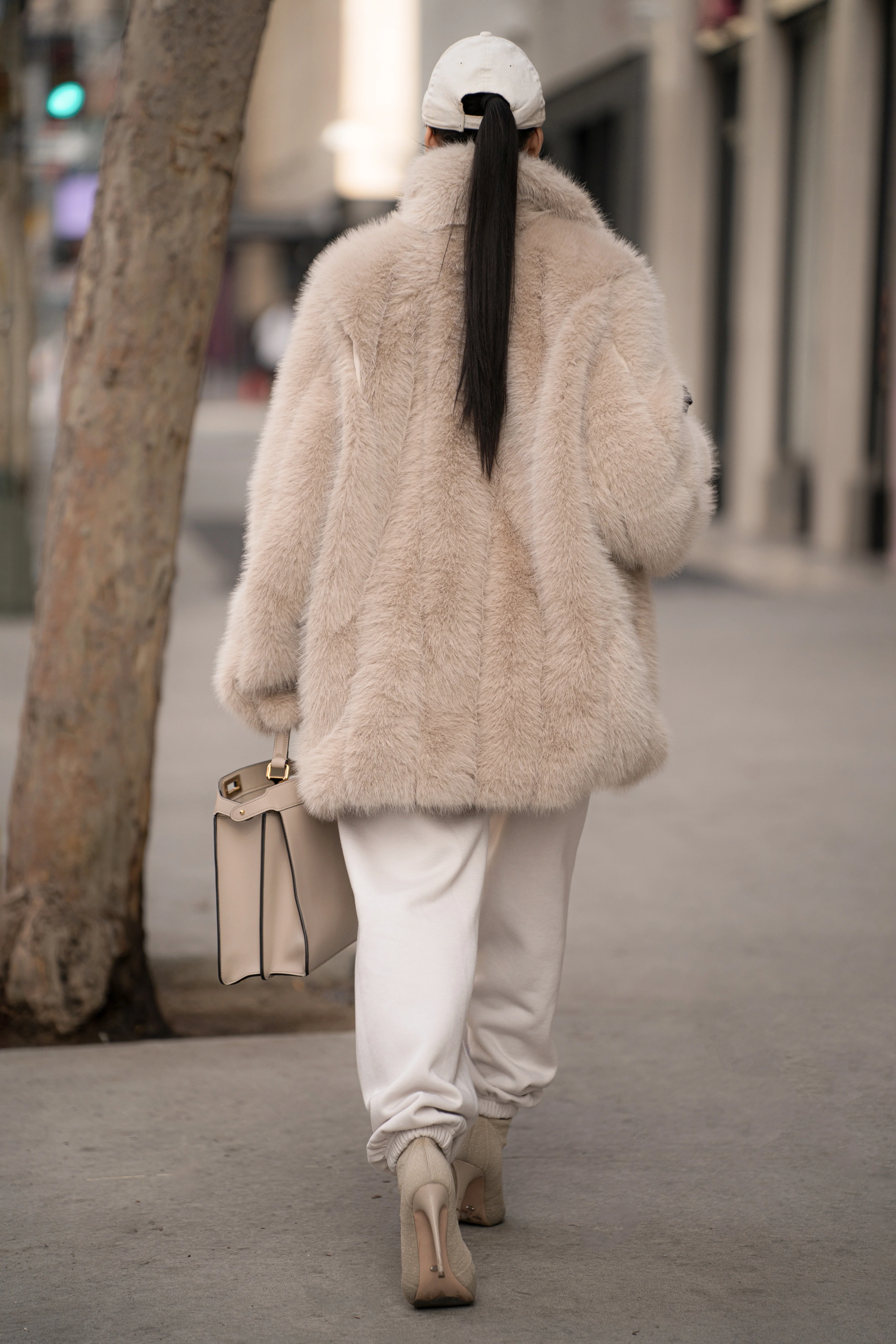 Beige Cropped Manhattan Faux Fur Coat - Image 19