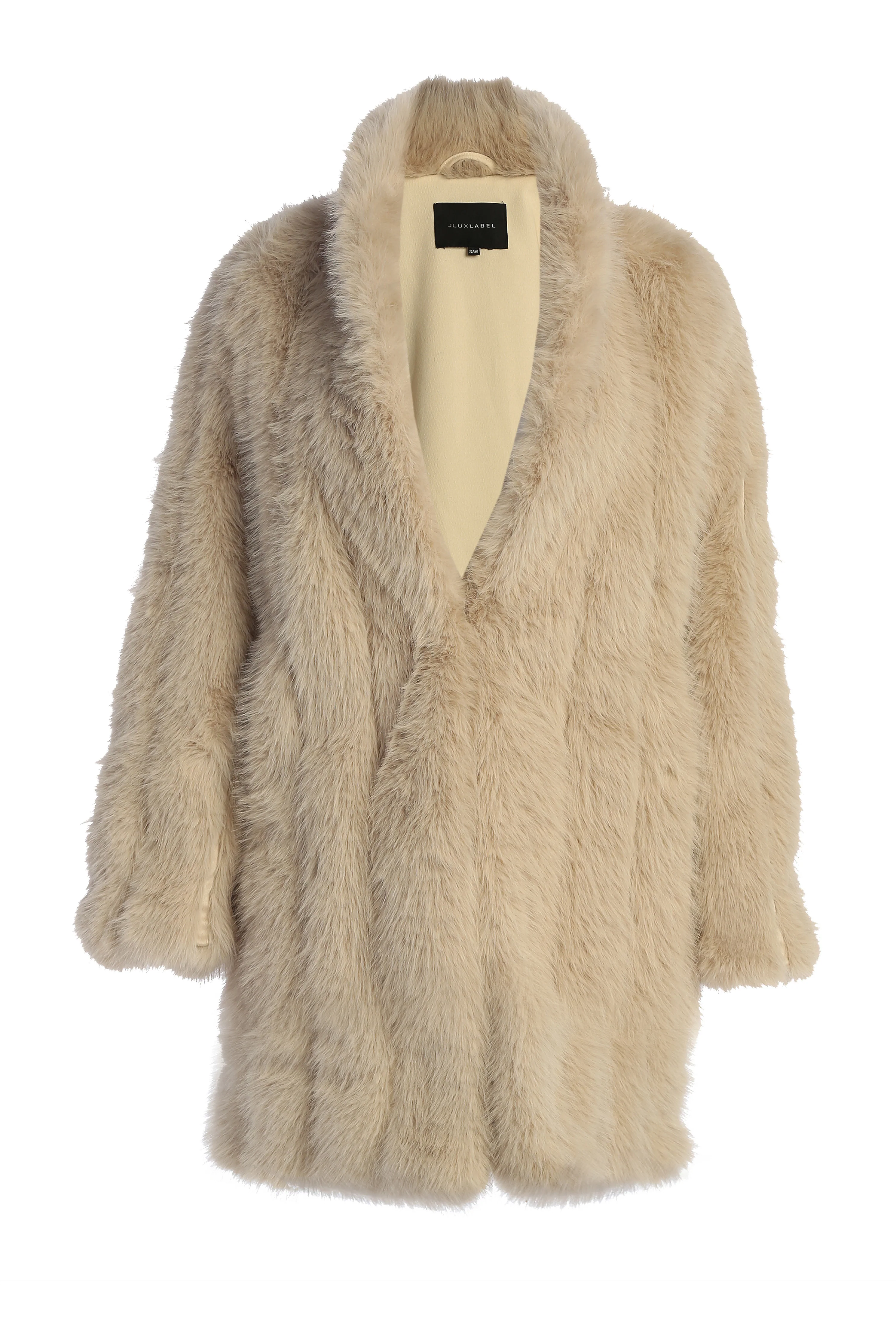 Beige Cropped Manhattan Faux Fur Coat - Image 3