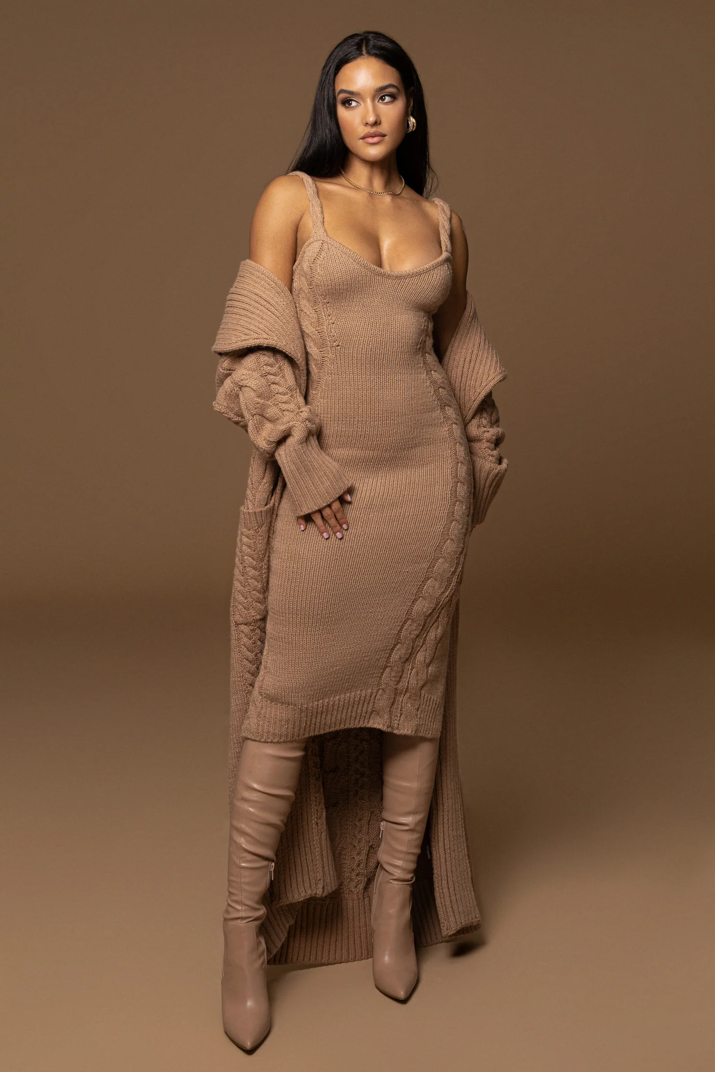 Beige Daria Sweater Knit Dress - Image 6