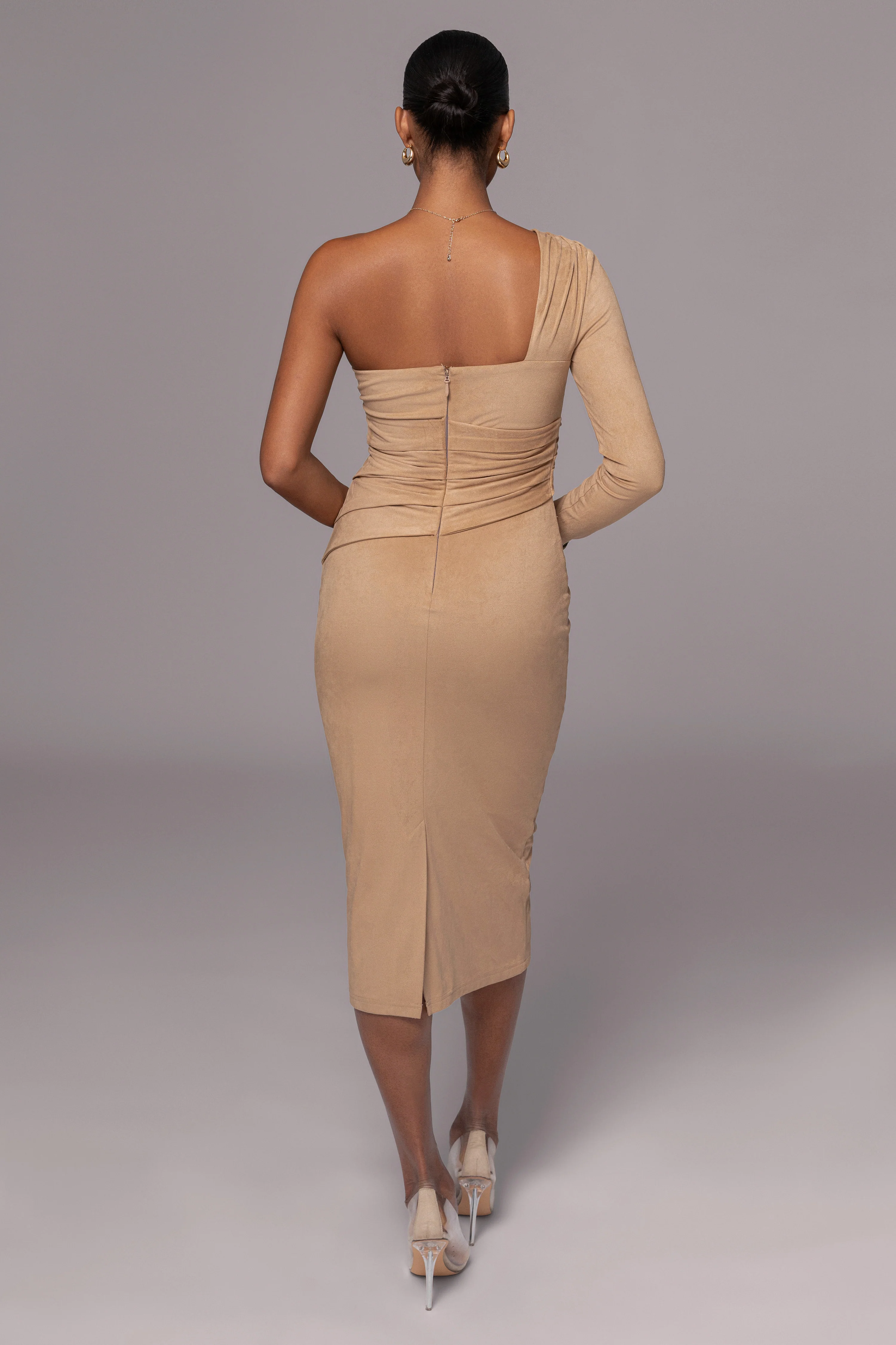 Beige Dayanna Suede Midi Dress - Image 7