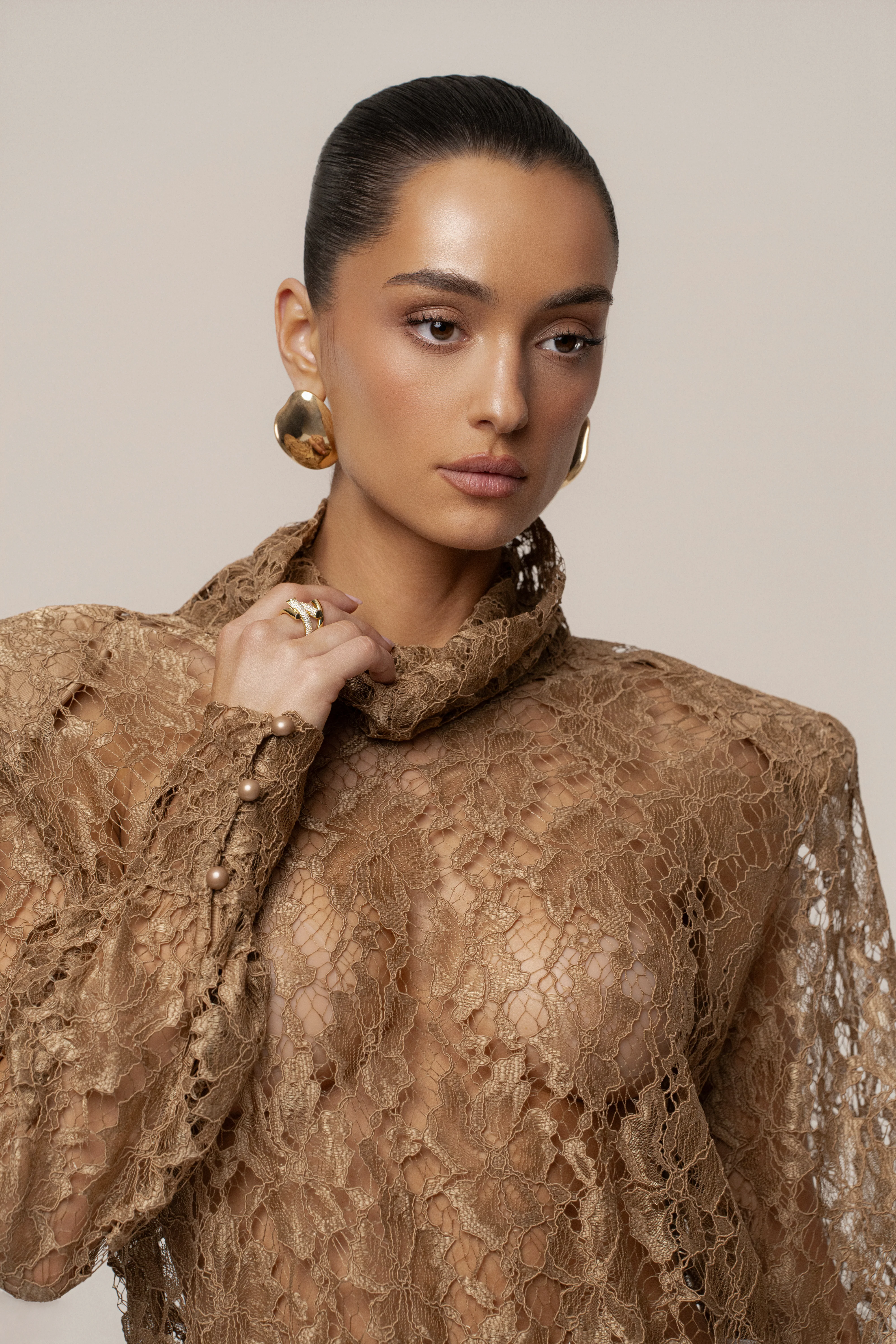 Beige Devotion Lace Bodysuit & Skirt Set - Image 10