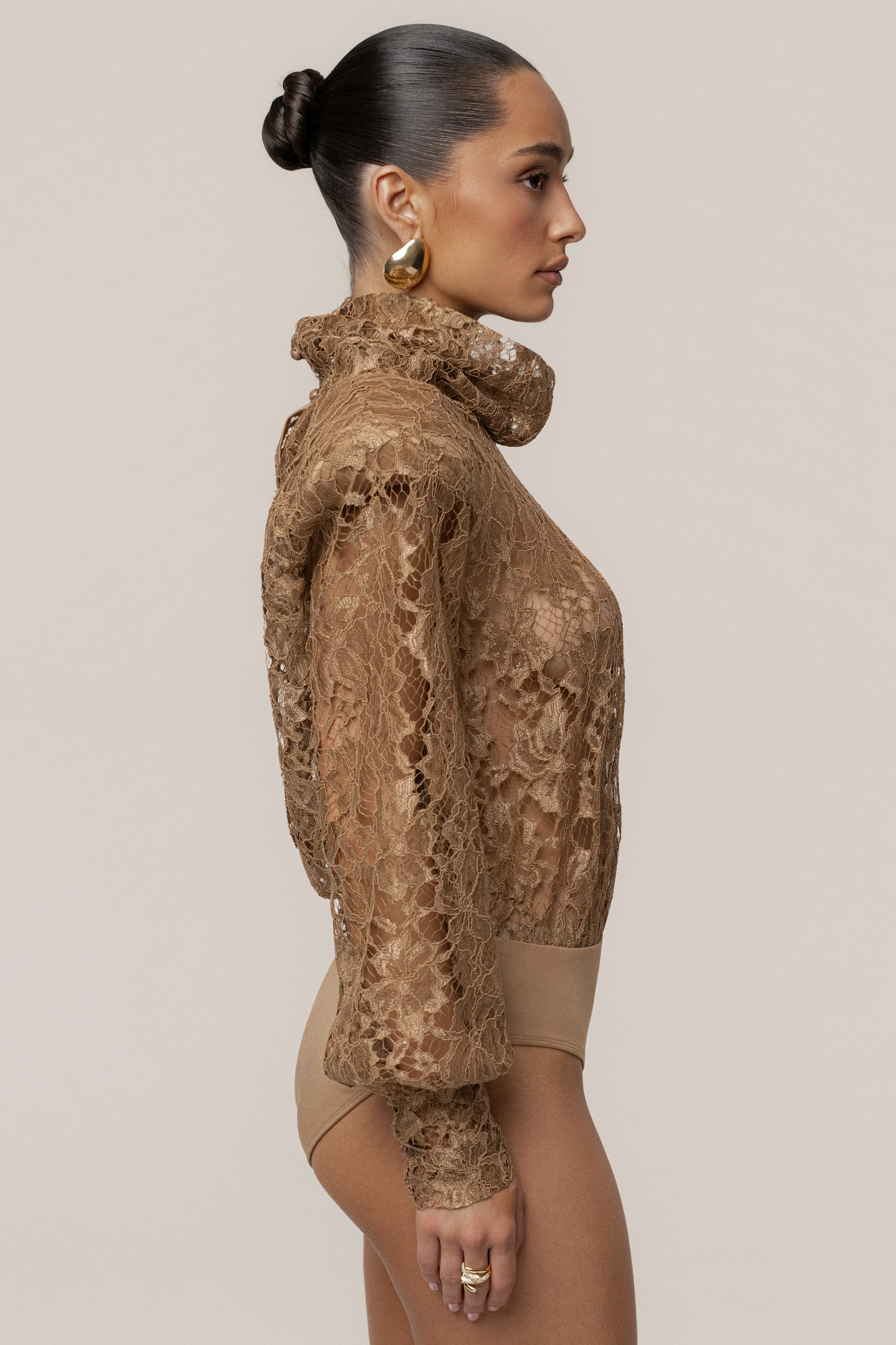 Beige Devotion Lace Bodysuit & Skirt Set - Image 15