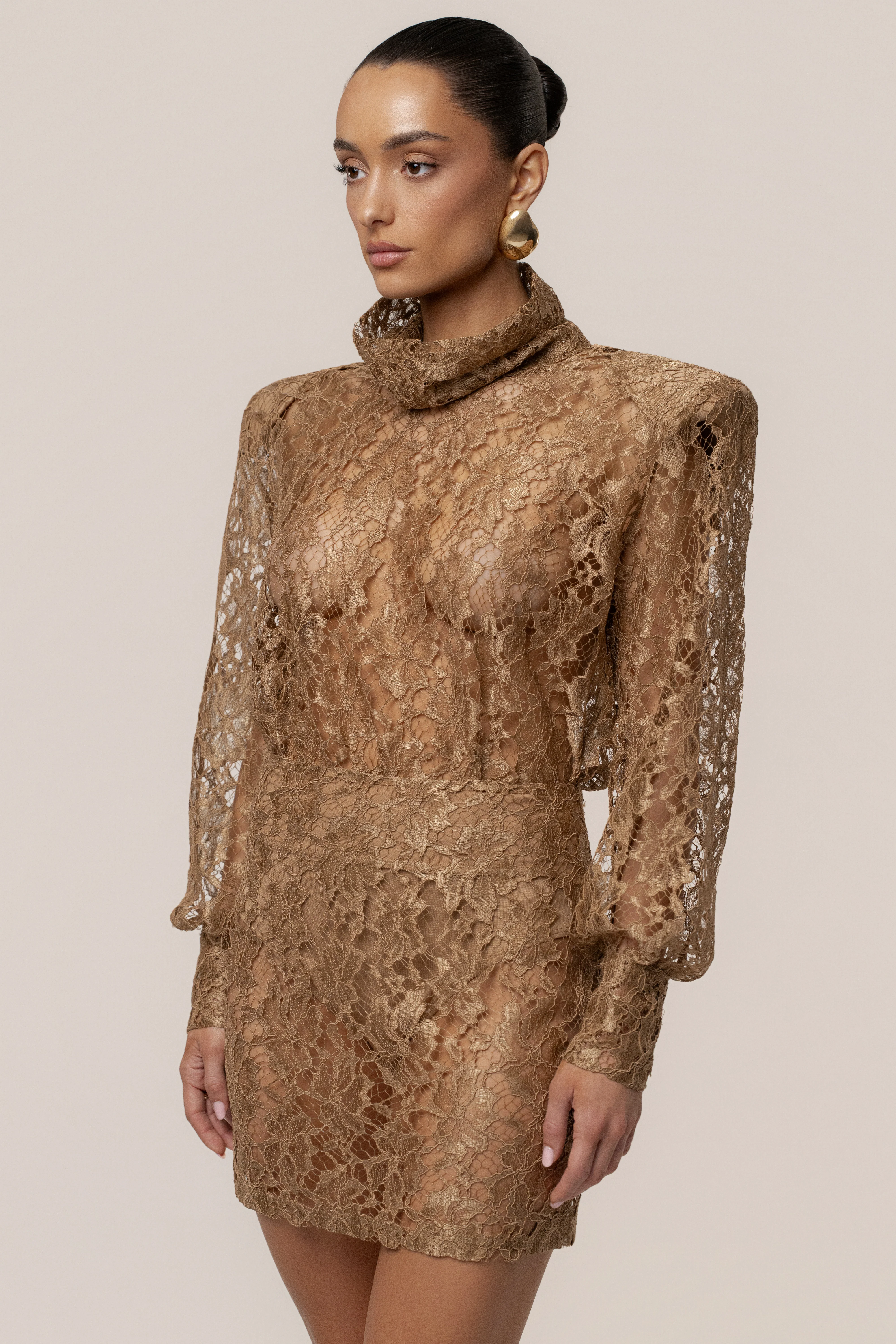 Beige Devotion Lace Bodysuit & Skirt Set - Image 5