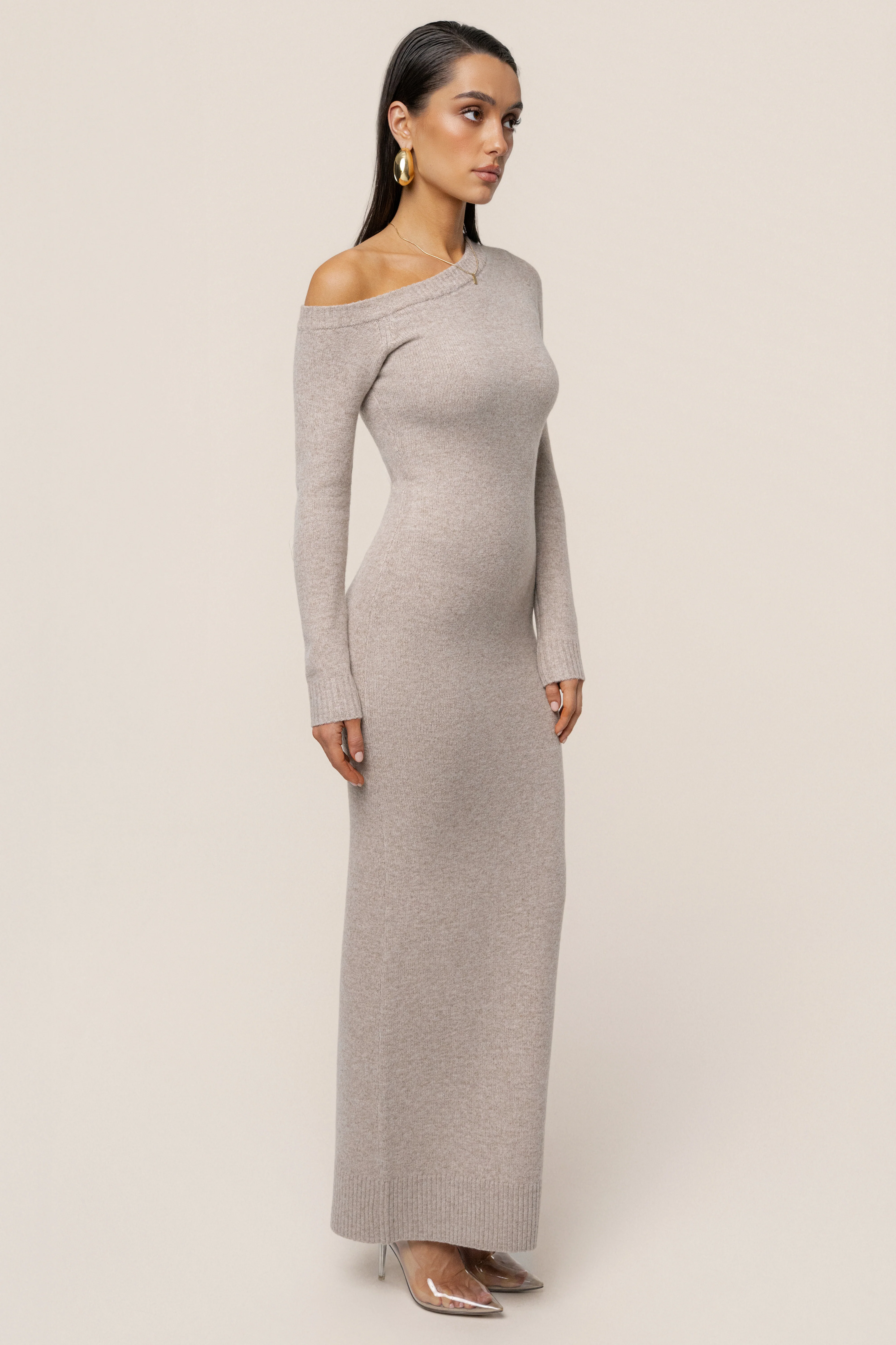 Beige Fireside Knit Maxi Dress - Image 12