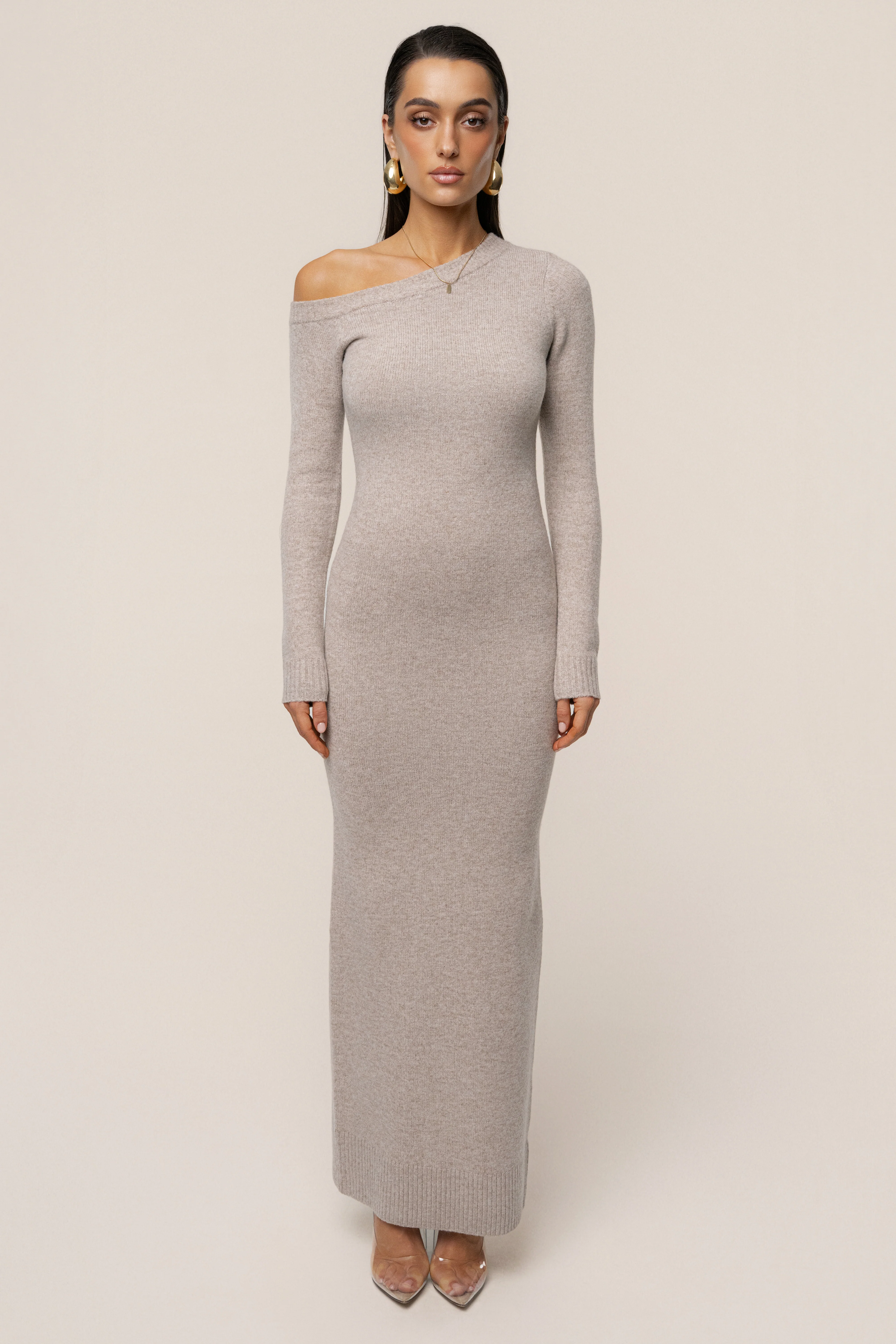 Beige Fireside Knit Maxi Dress - Image 4