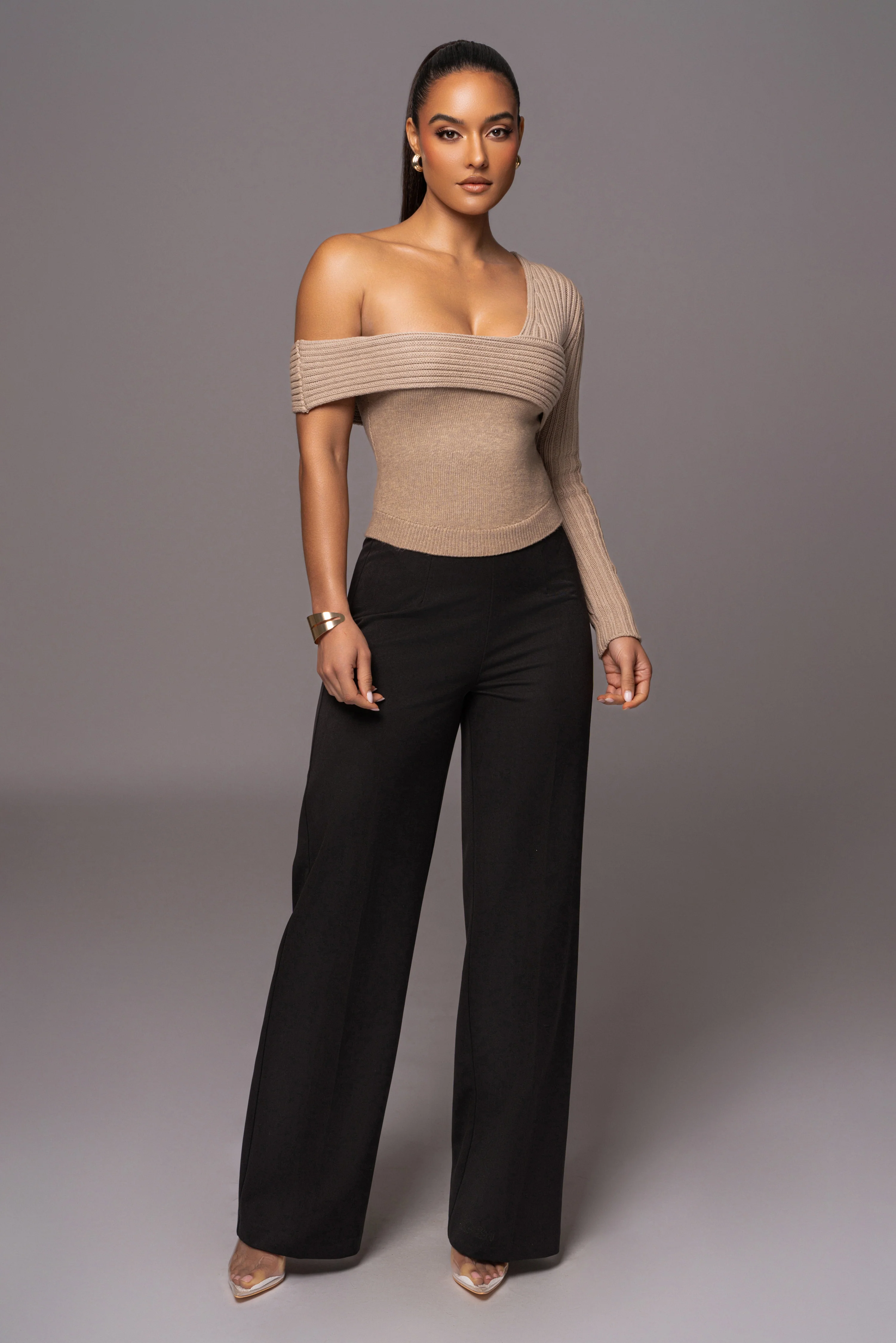 Beige Hadi Sweater Knit Top - Image 4