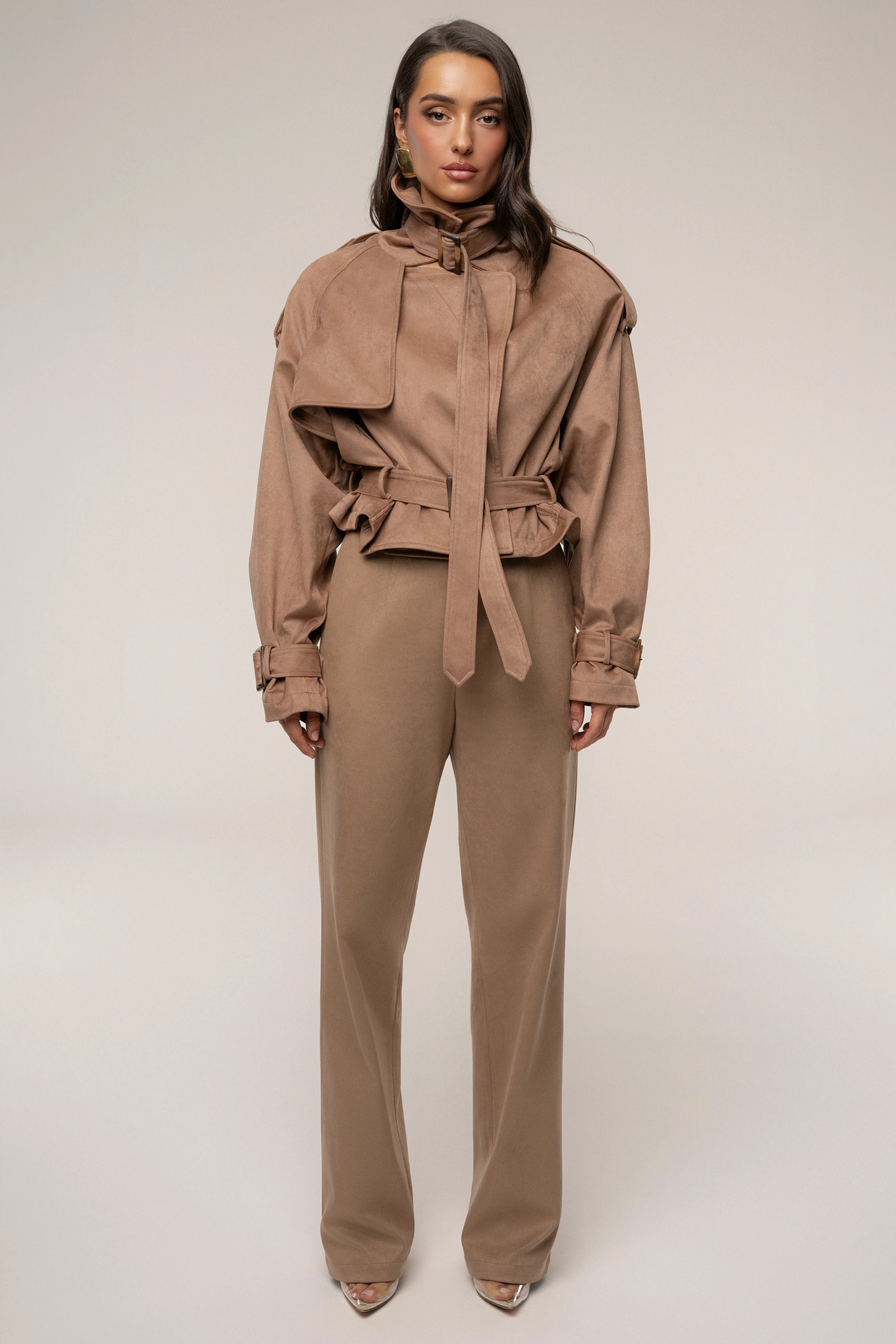 Beige Heidi Belted Suede Pant - Image 3