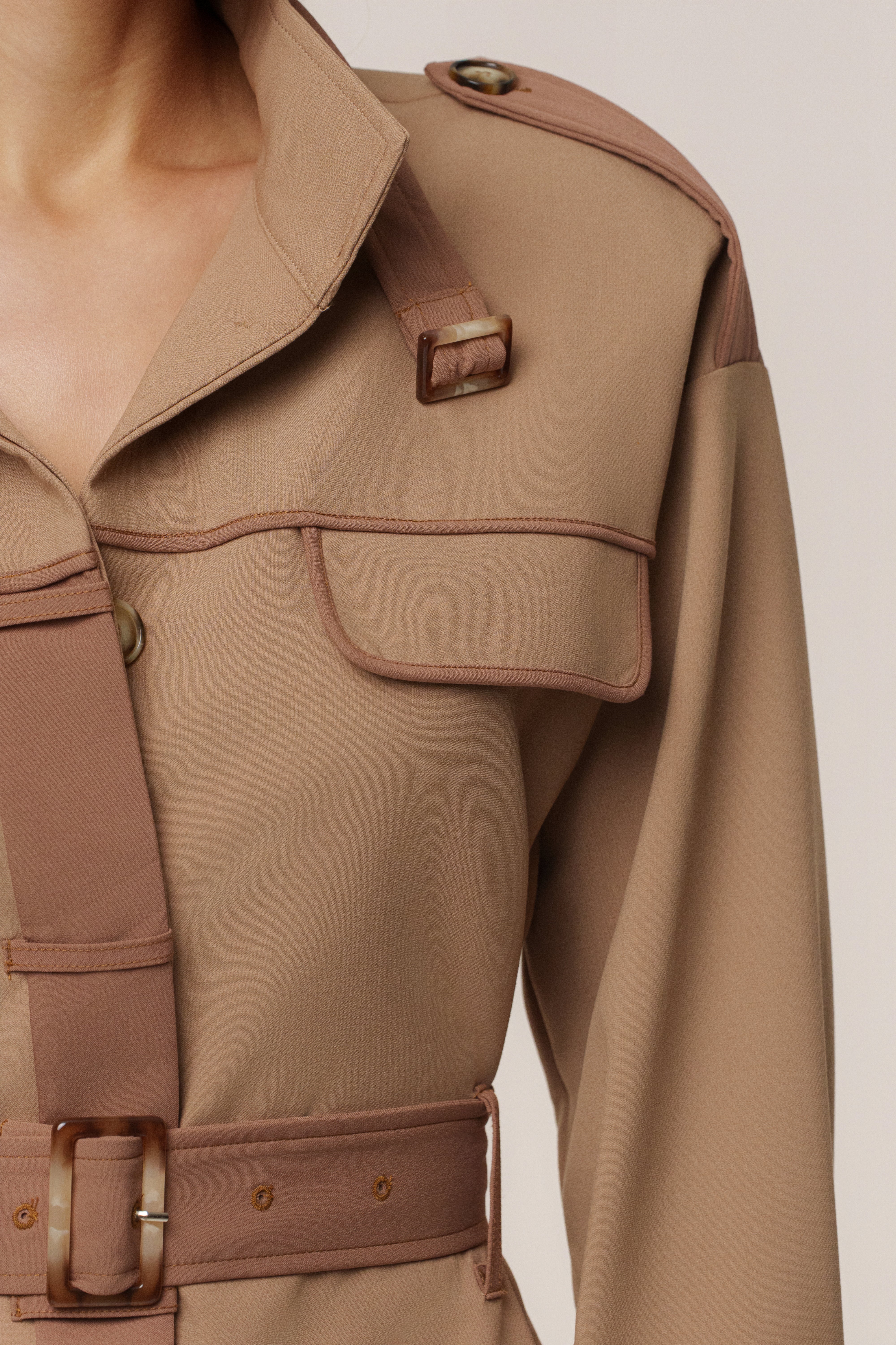 Beige Icon Belted Midi Dress - Image 15