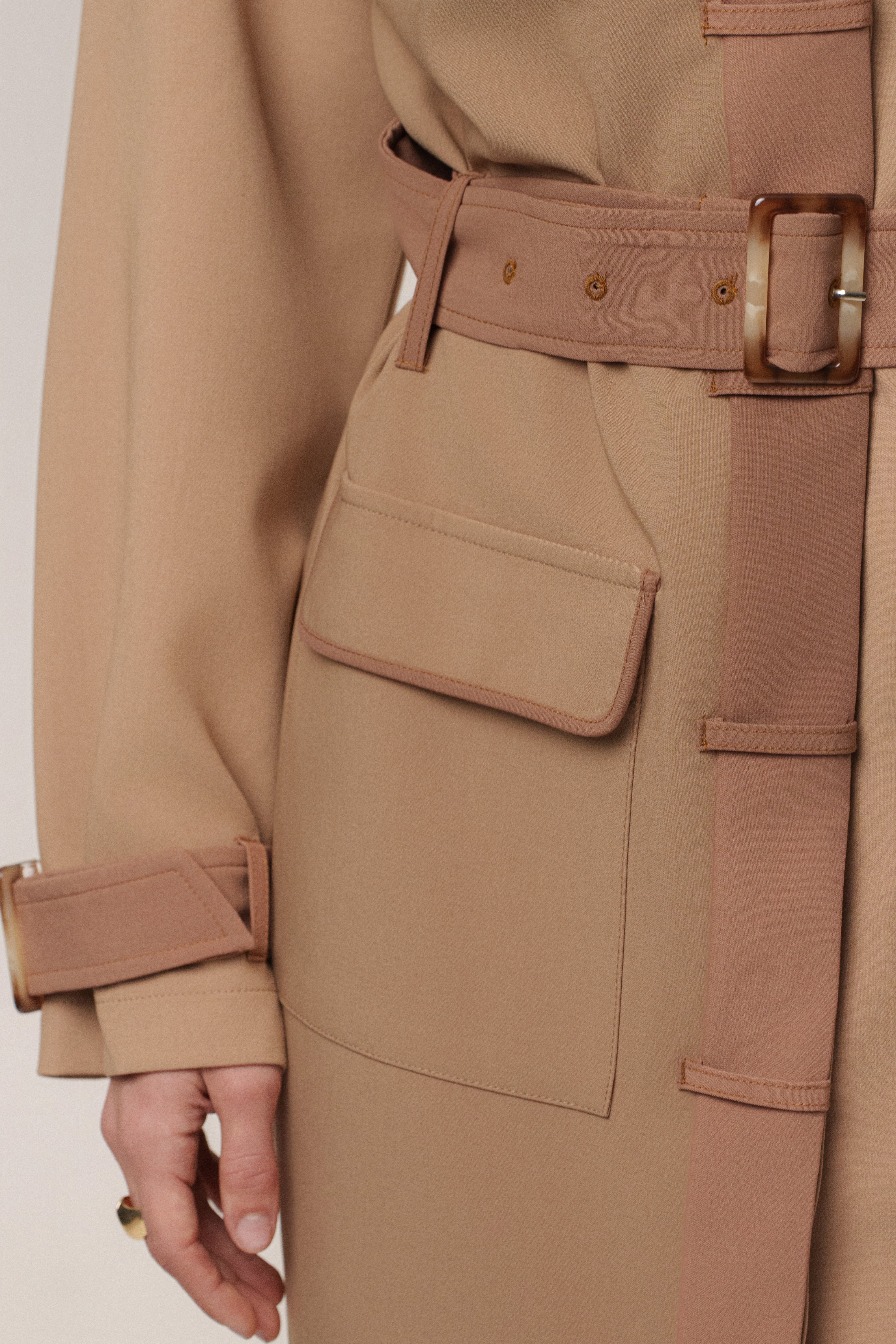 Beige Icon Belted Midi Dress - Image 8