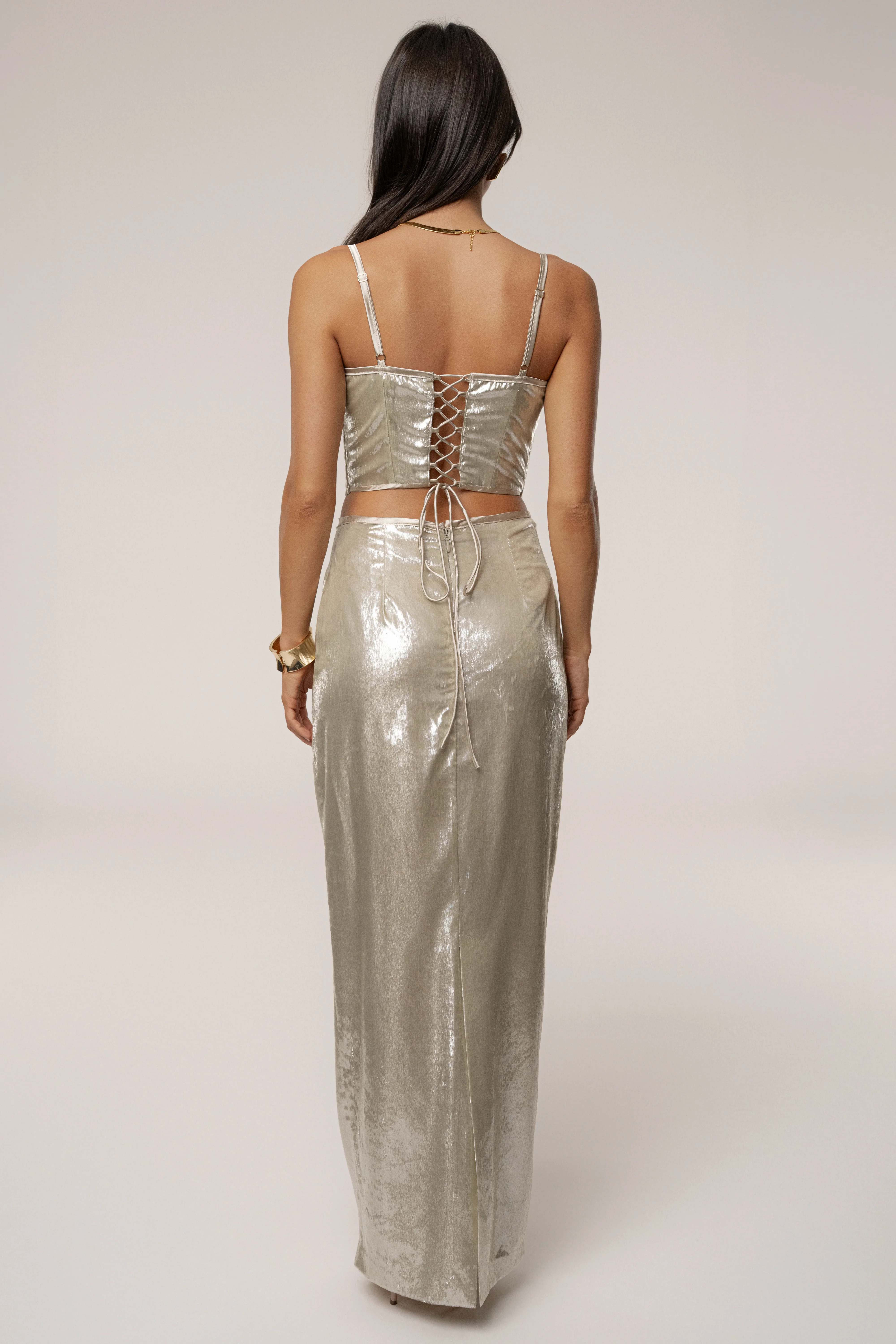 Beige Illuminate Maxi Skirt - Image 9