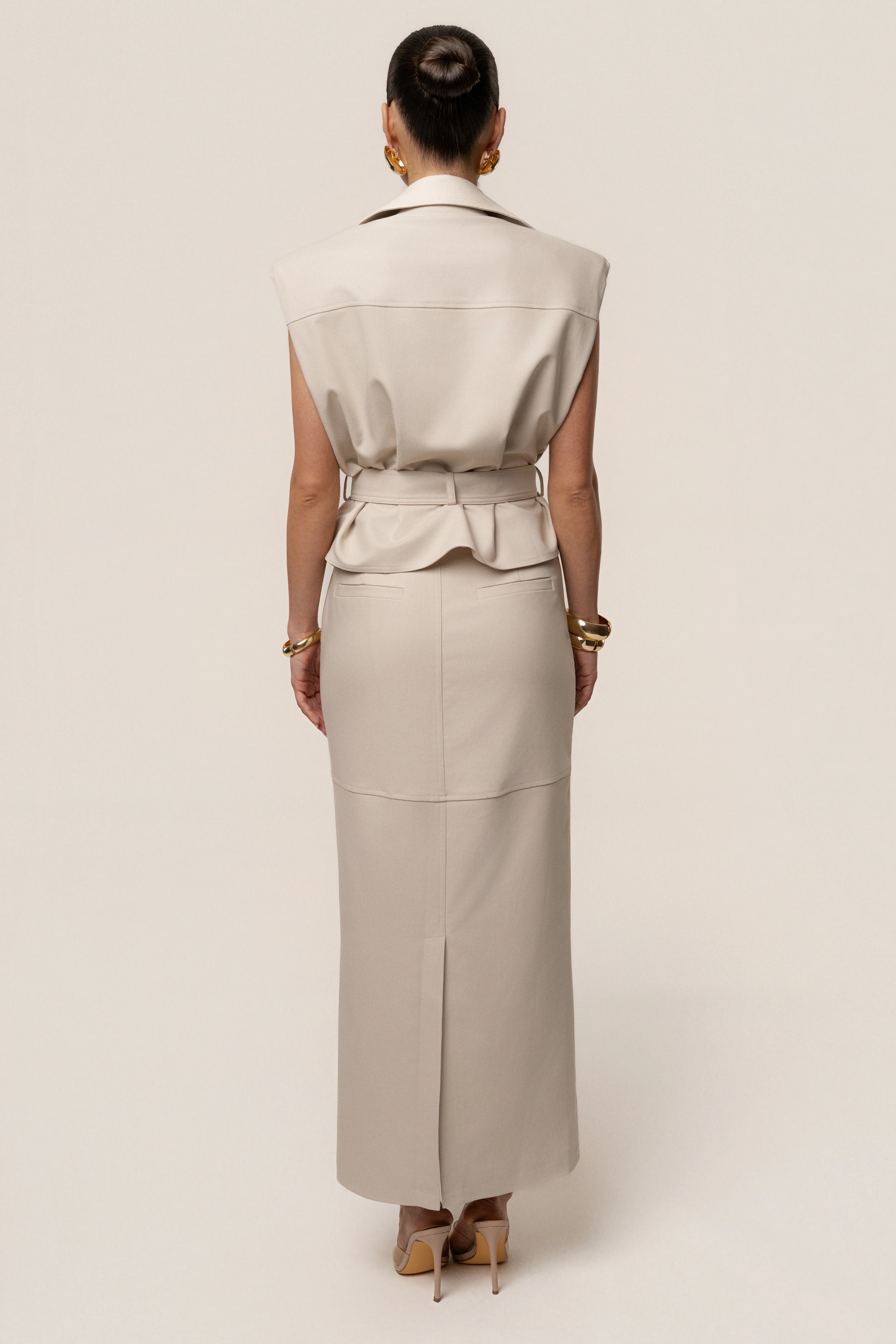 Beige In Focus Belted Vest - Image 11