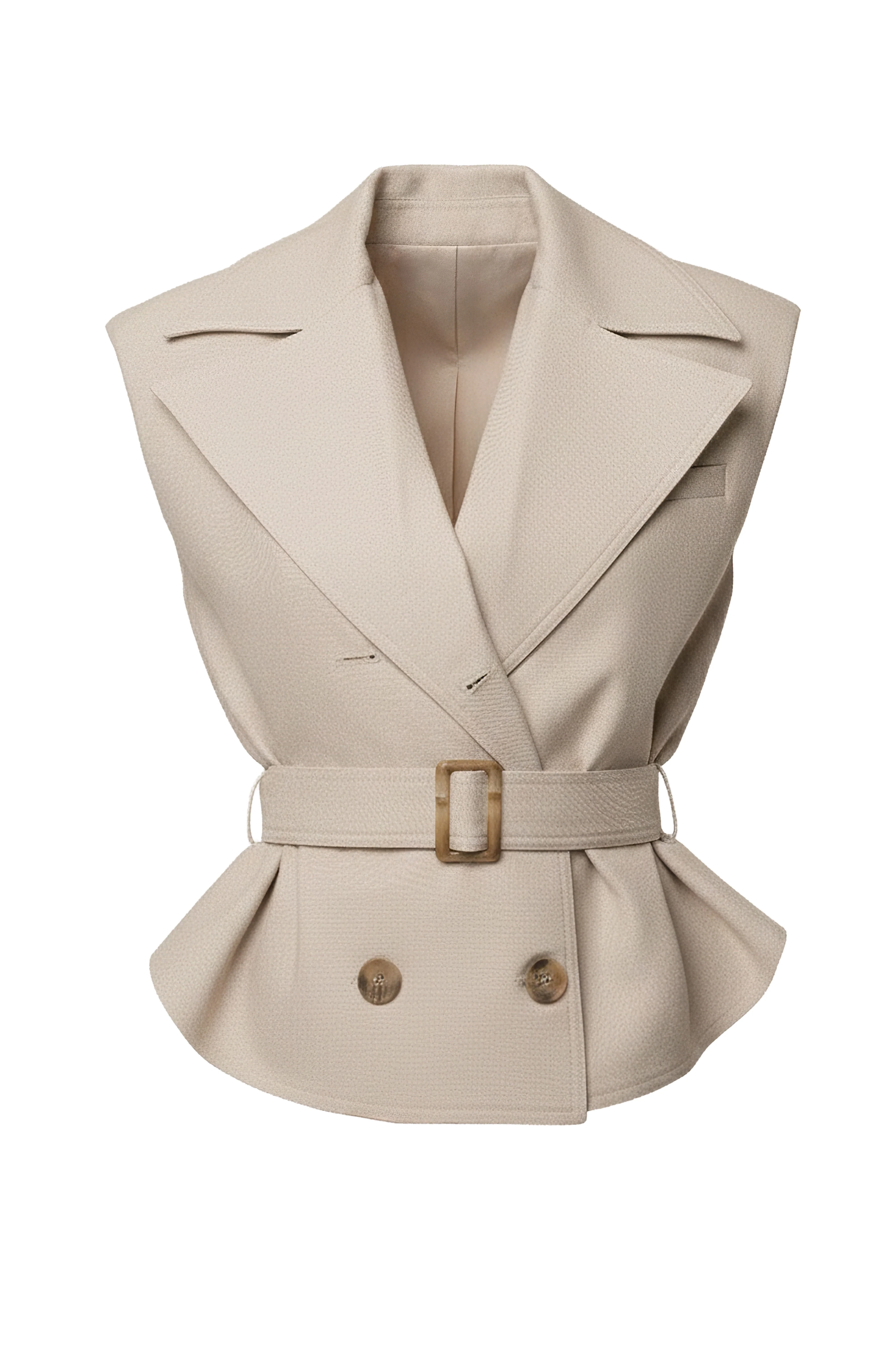 Beige In Focus Belted Vest - Image 3