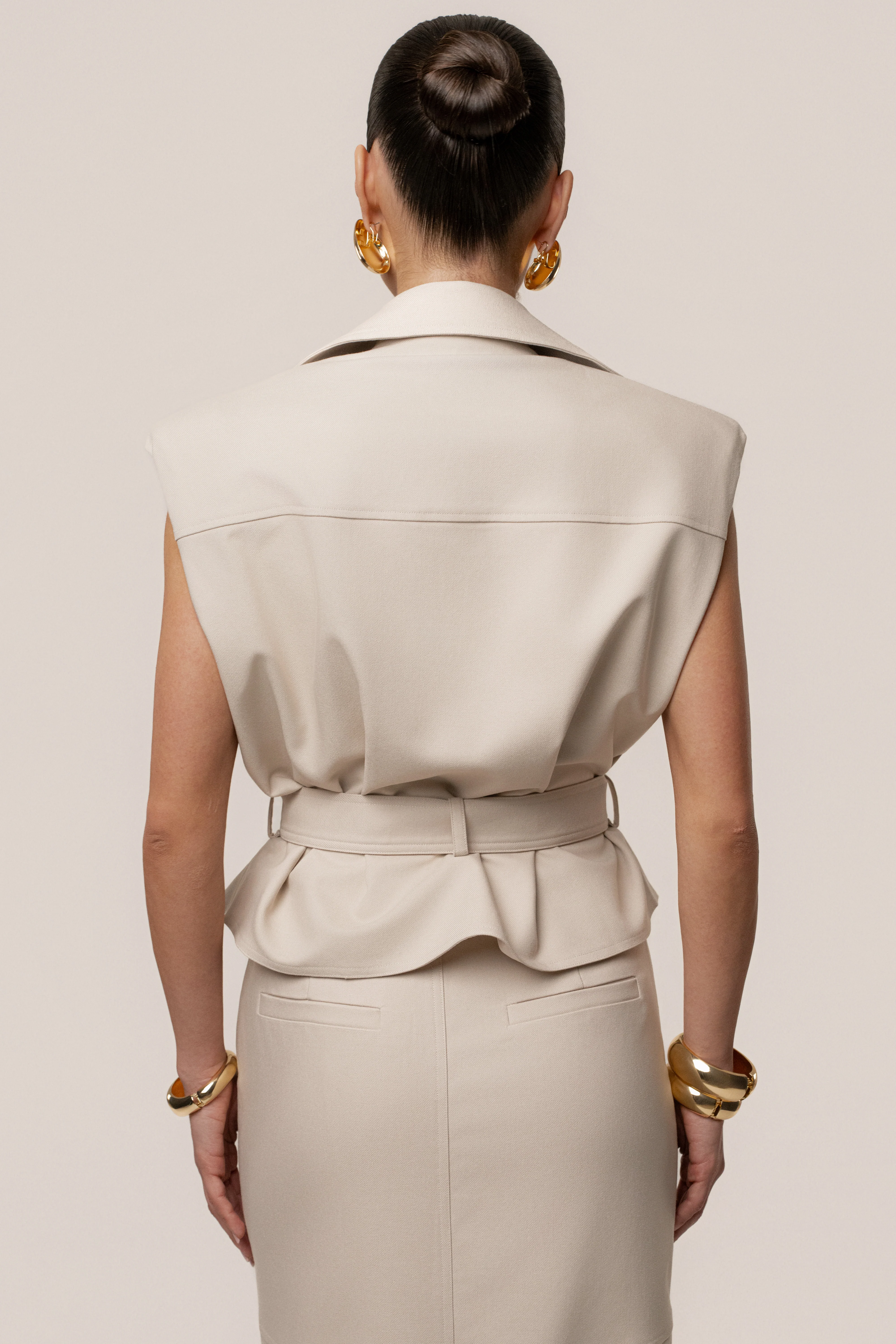 Beige In Focus Belted Vest - Image 8
