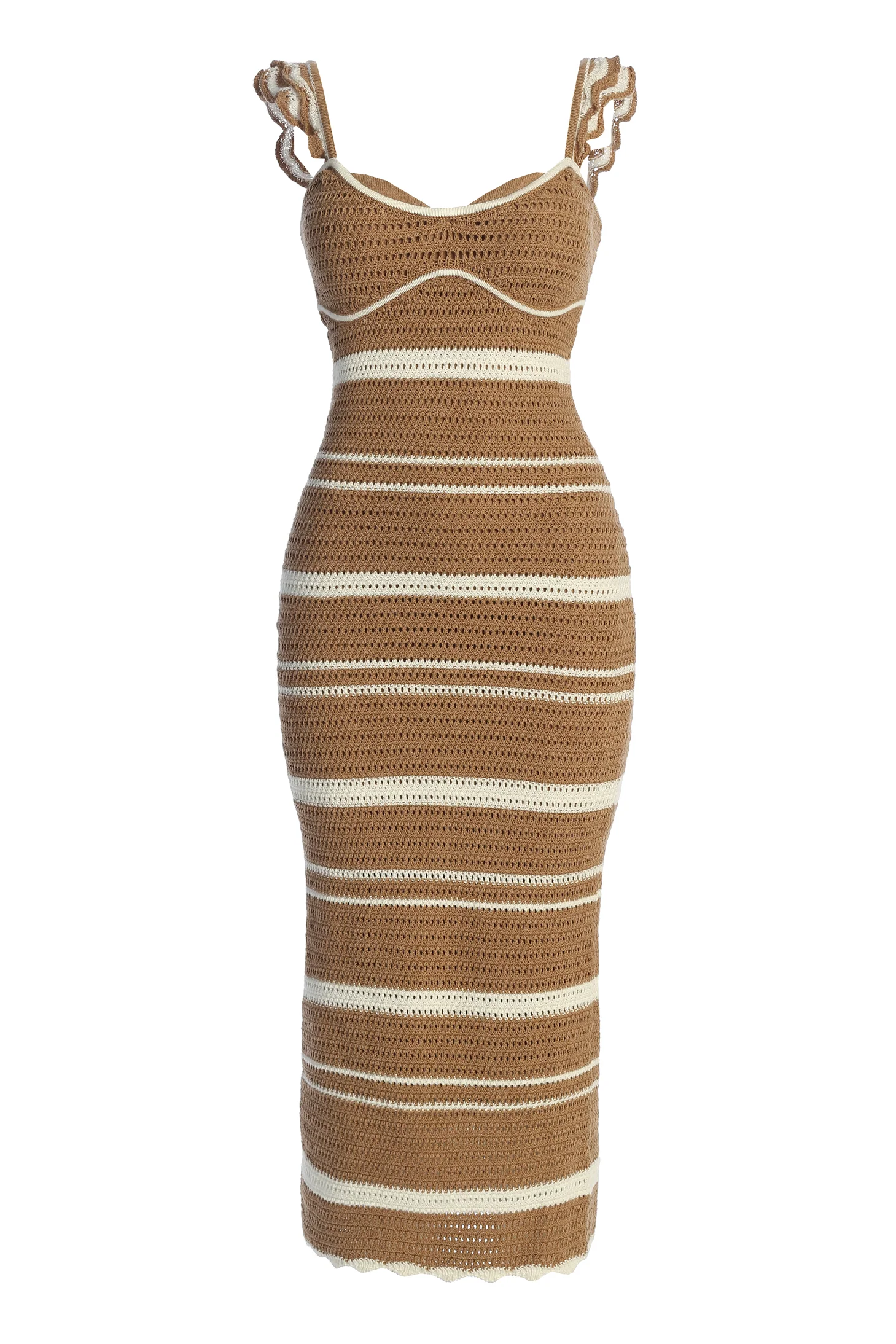Beige/Ivory Norina Striped Midi Dress - Image 2