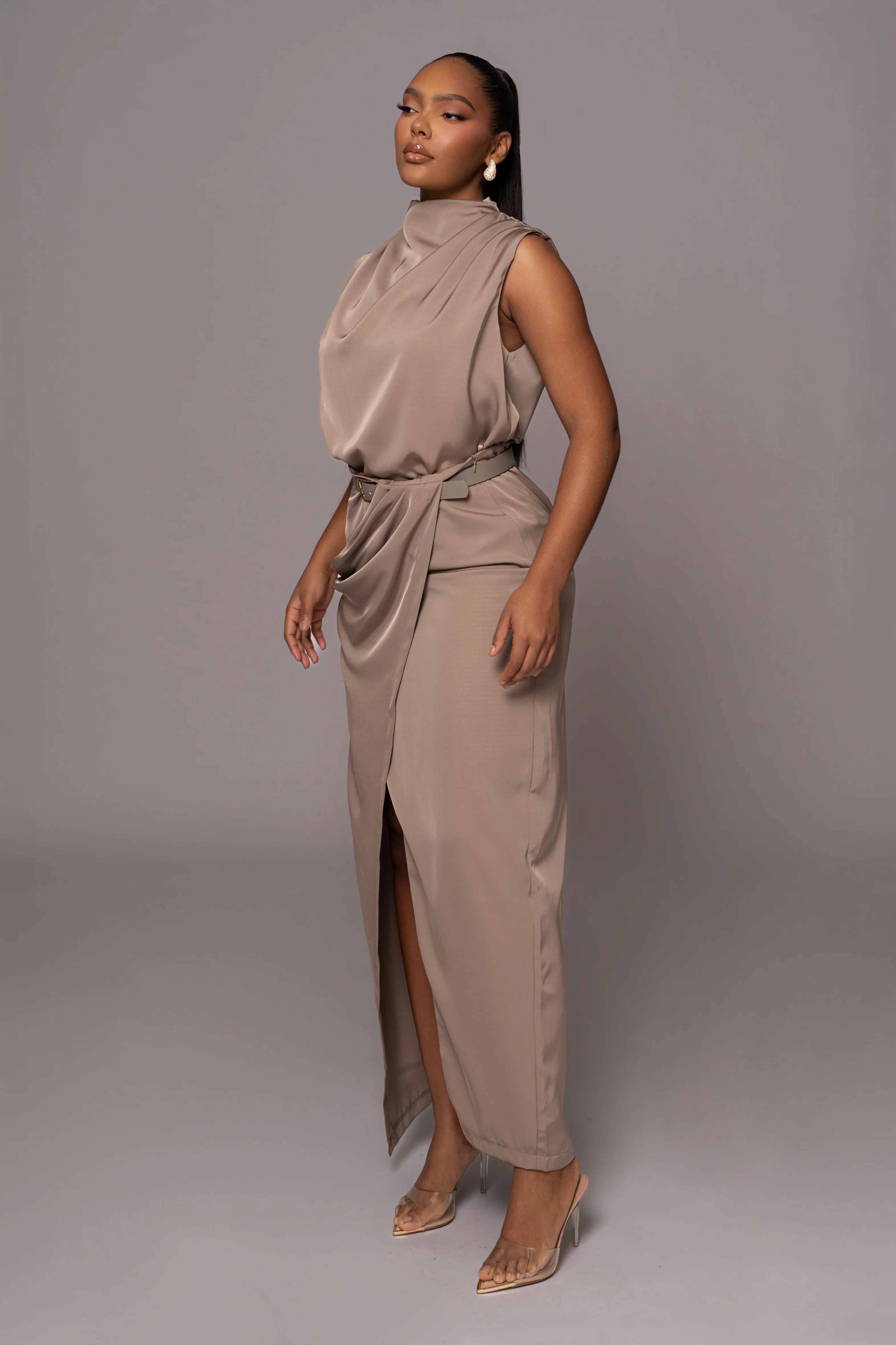 Beige Jamila Drape Skirt - Image 5