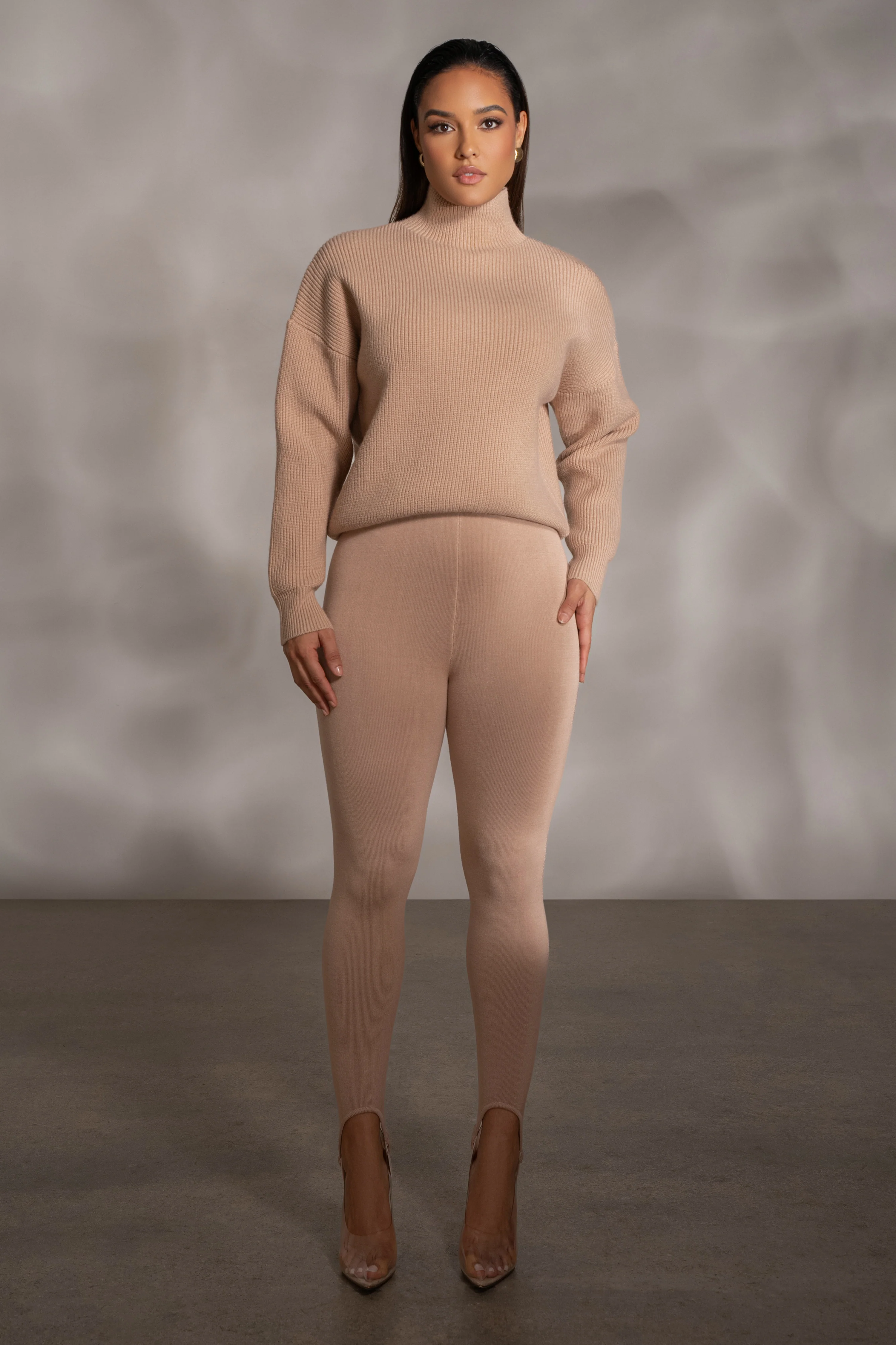 Beige Jenni Turtleneck Sweater Top - Image 4