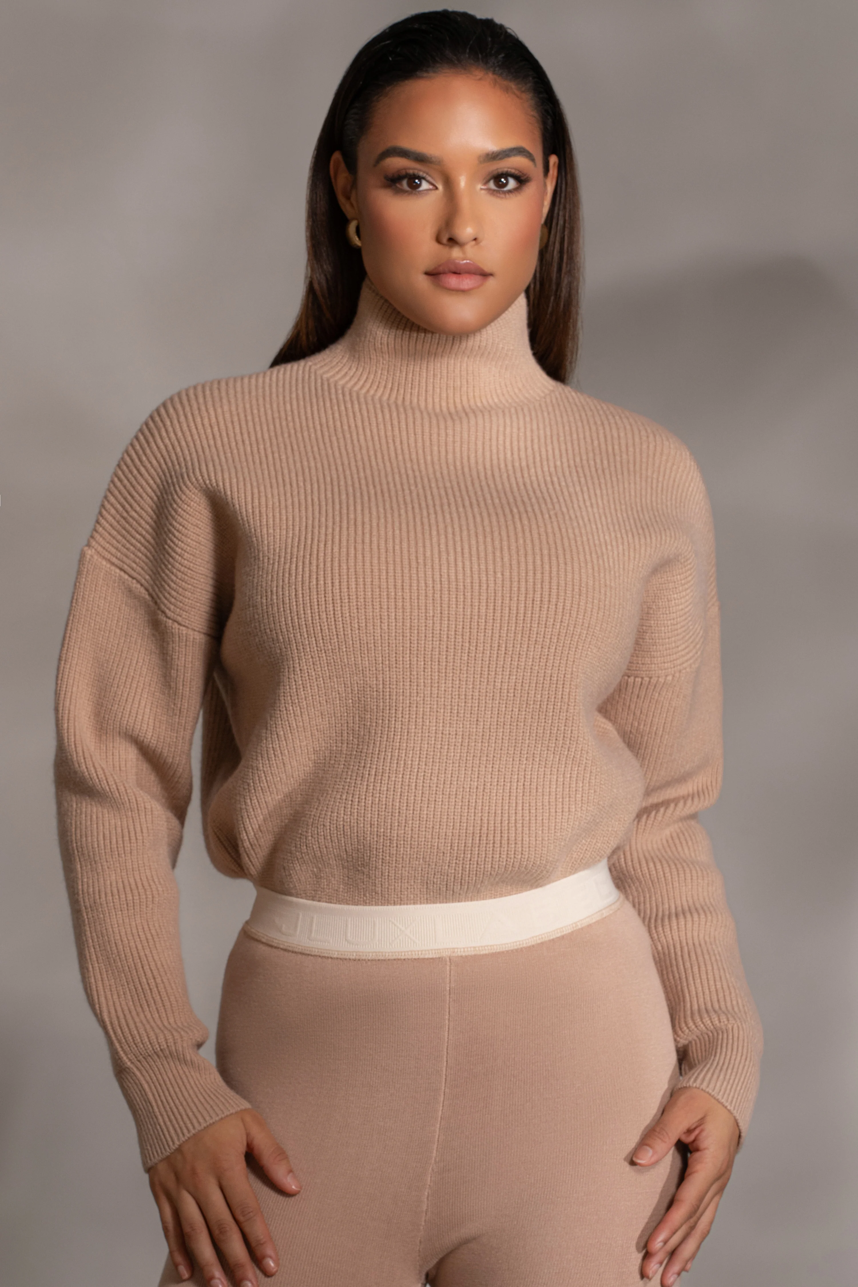 Beige Jenni Turtleneck Sweater Top - Image 5