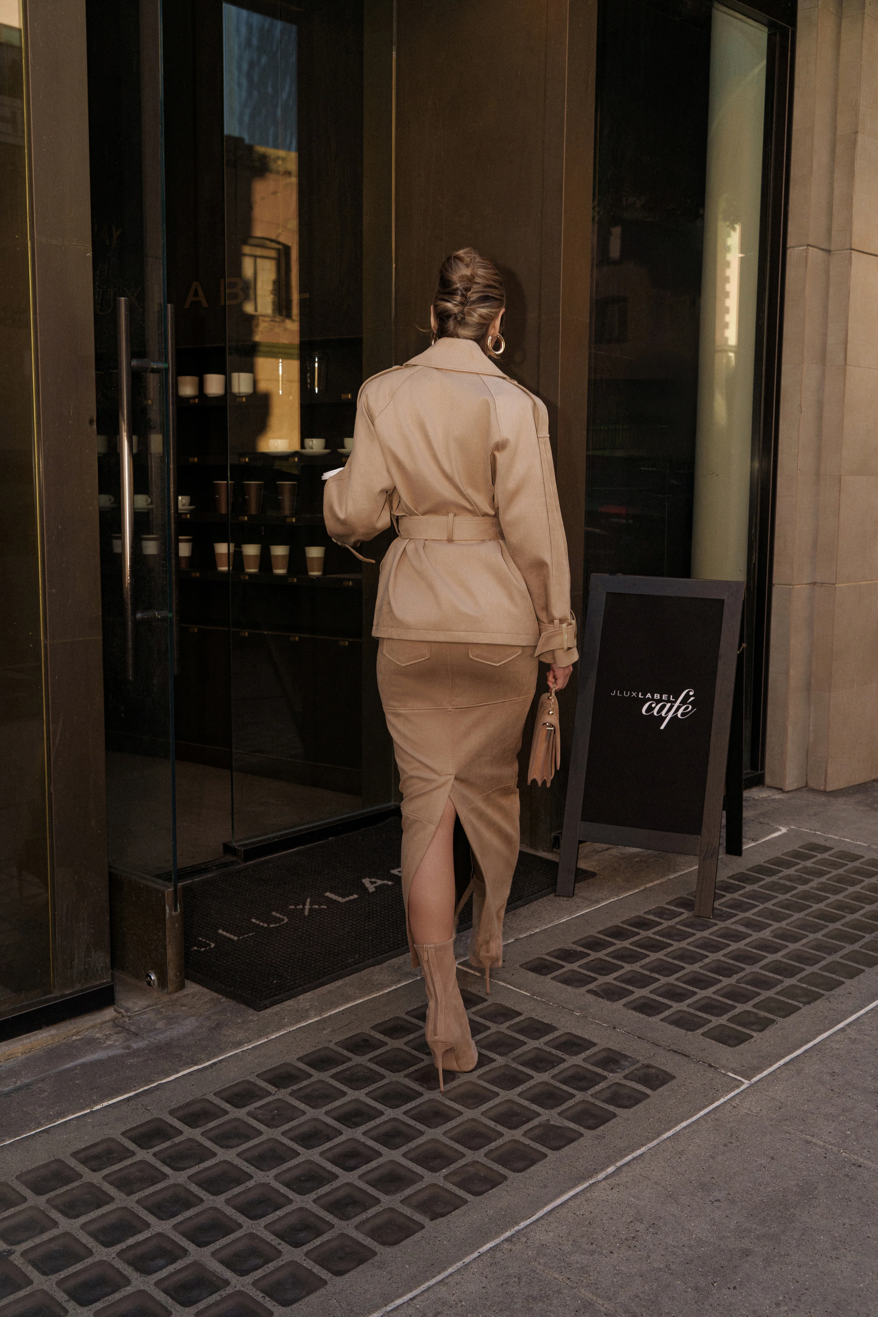 Beige Joy Suede Maxi Skirt - Image 6
