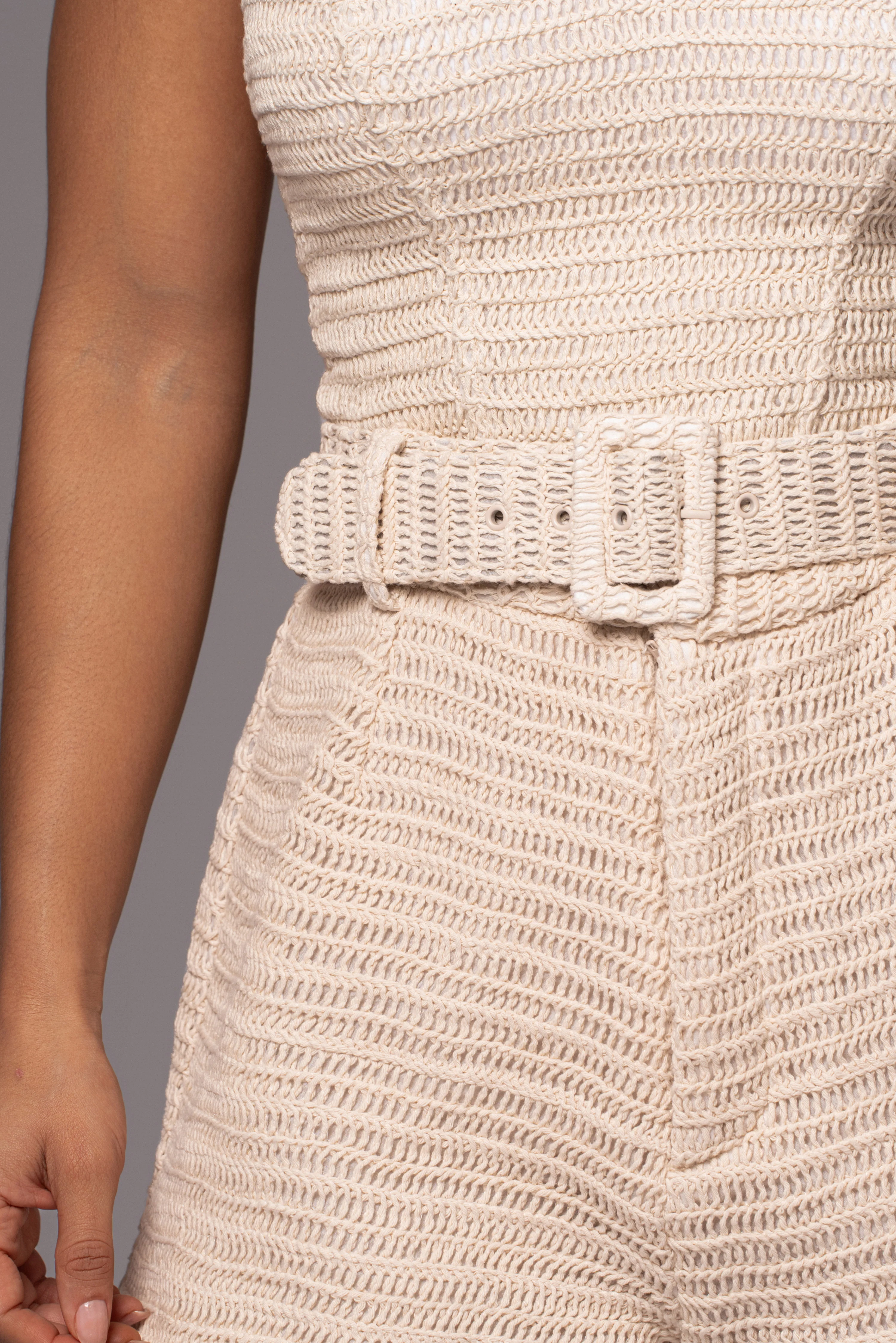 Beige Kelsie Belted Shorts - Image 23