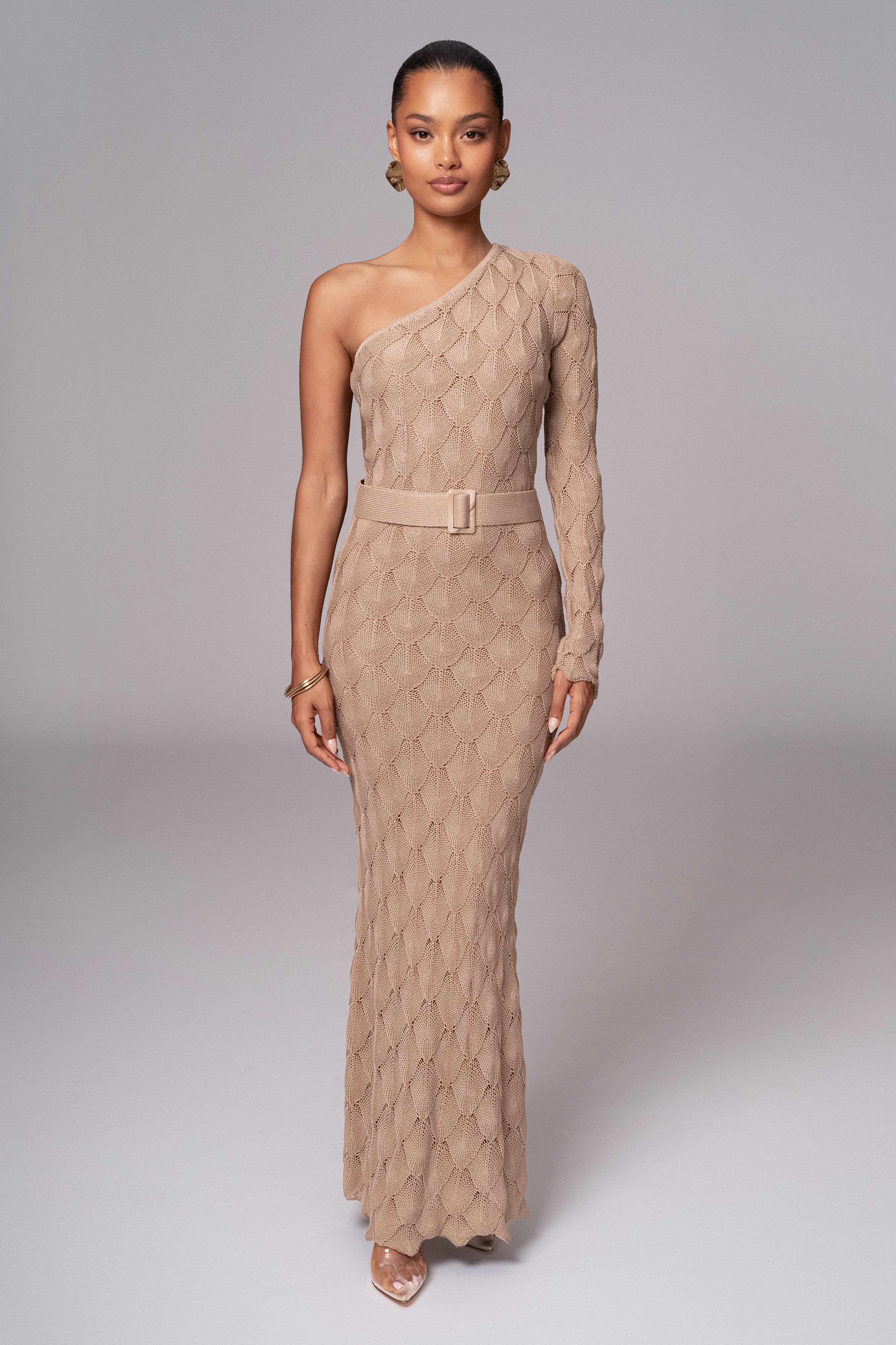 Beige La Costa One Shoulder Dress - Image 2