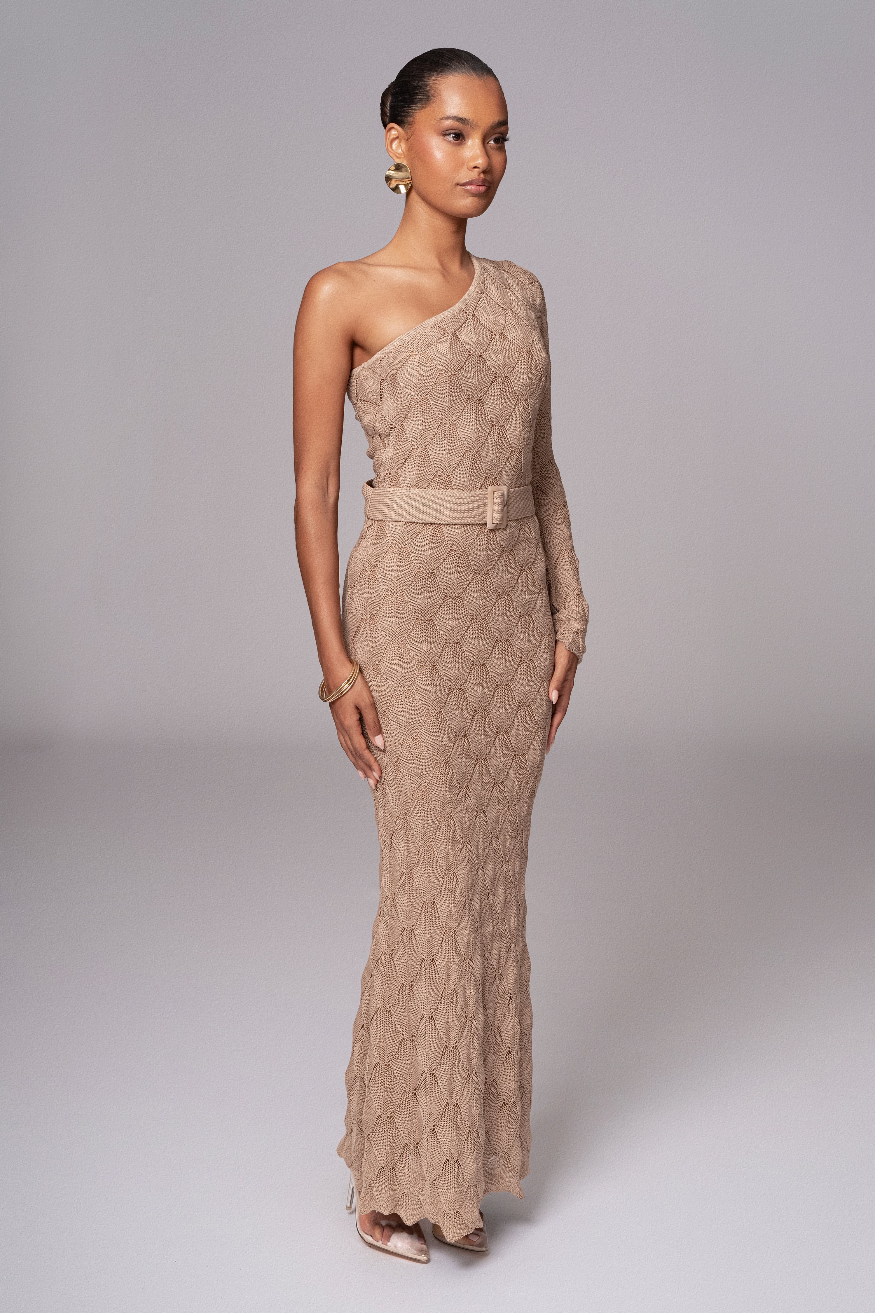 Beige La Costa One Shoulder Dress - Image 3