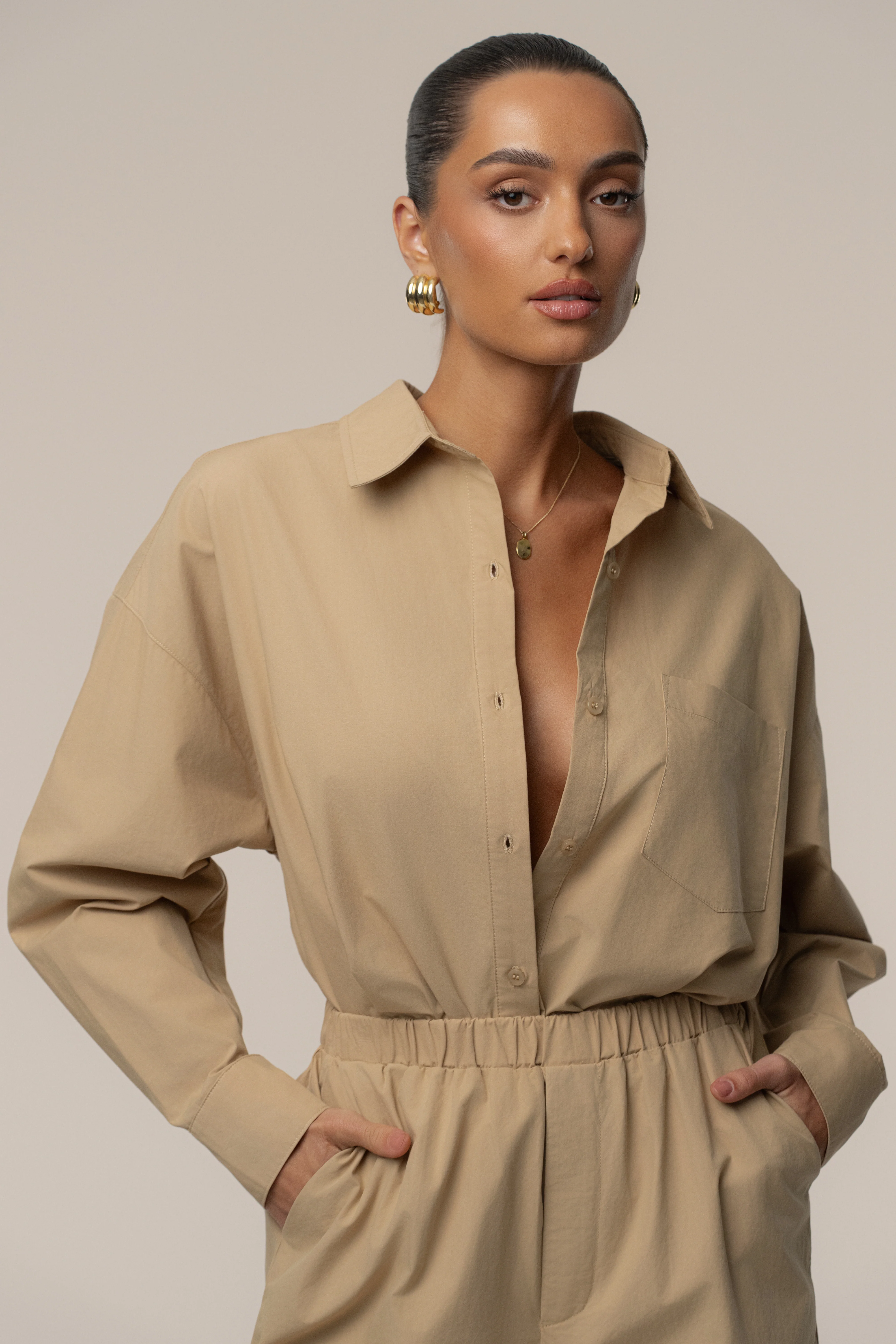 Beige Leon Poplin Pant - Image 4