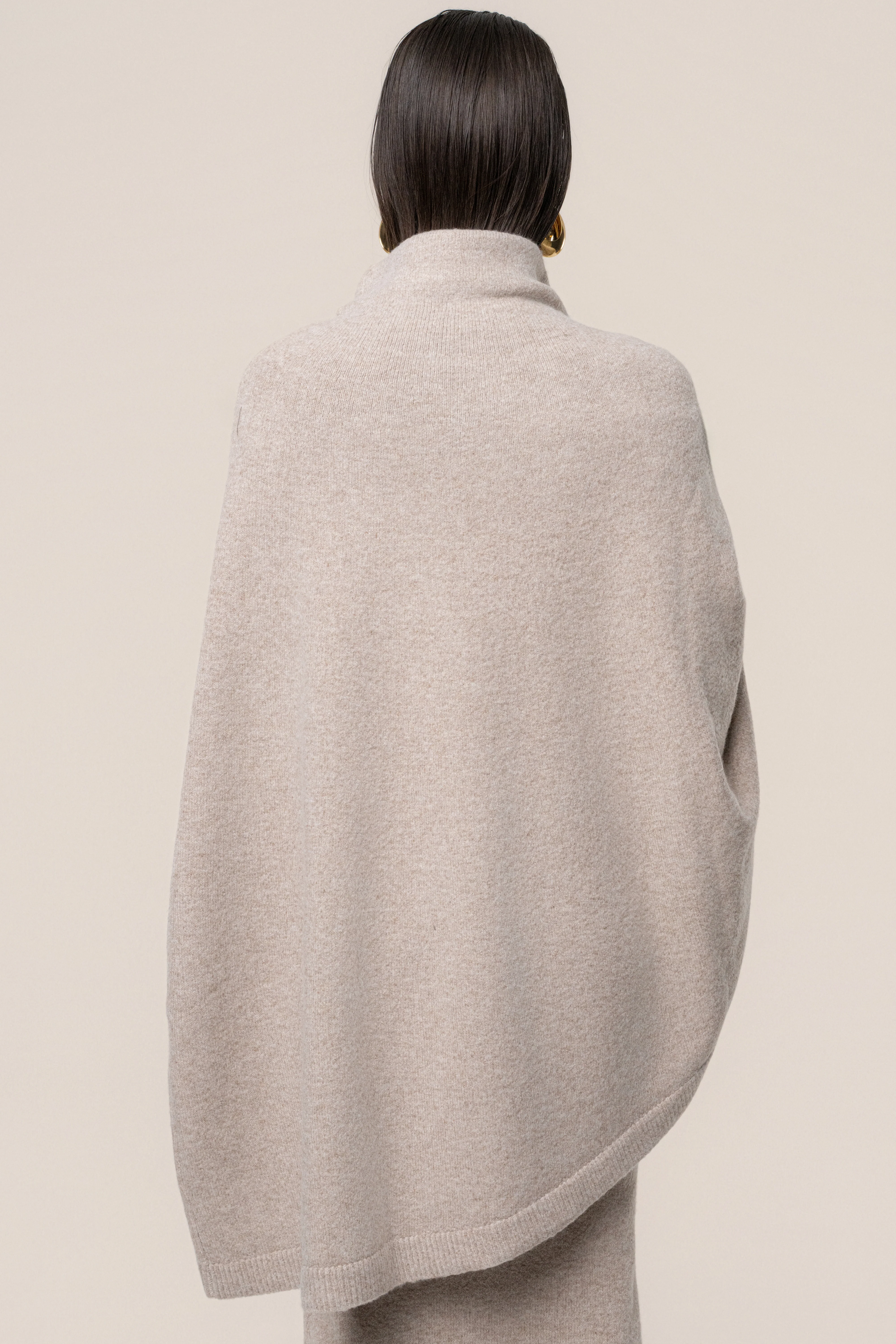 Beige Lodge Bound Turtleneck Shawl - Image 10