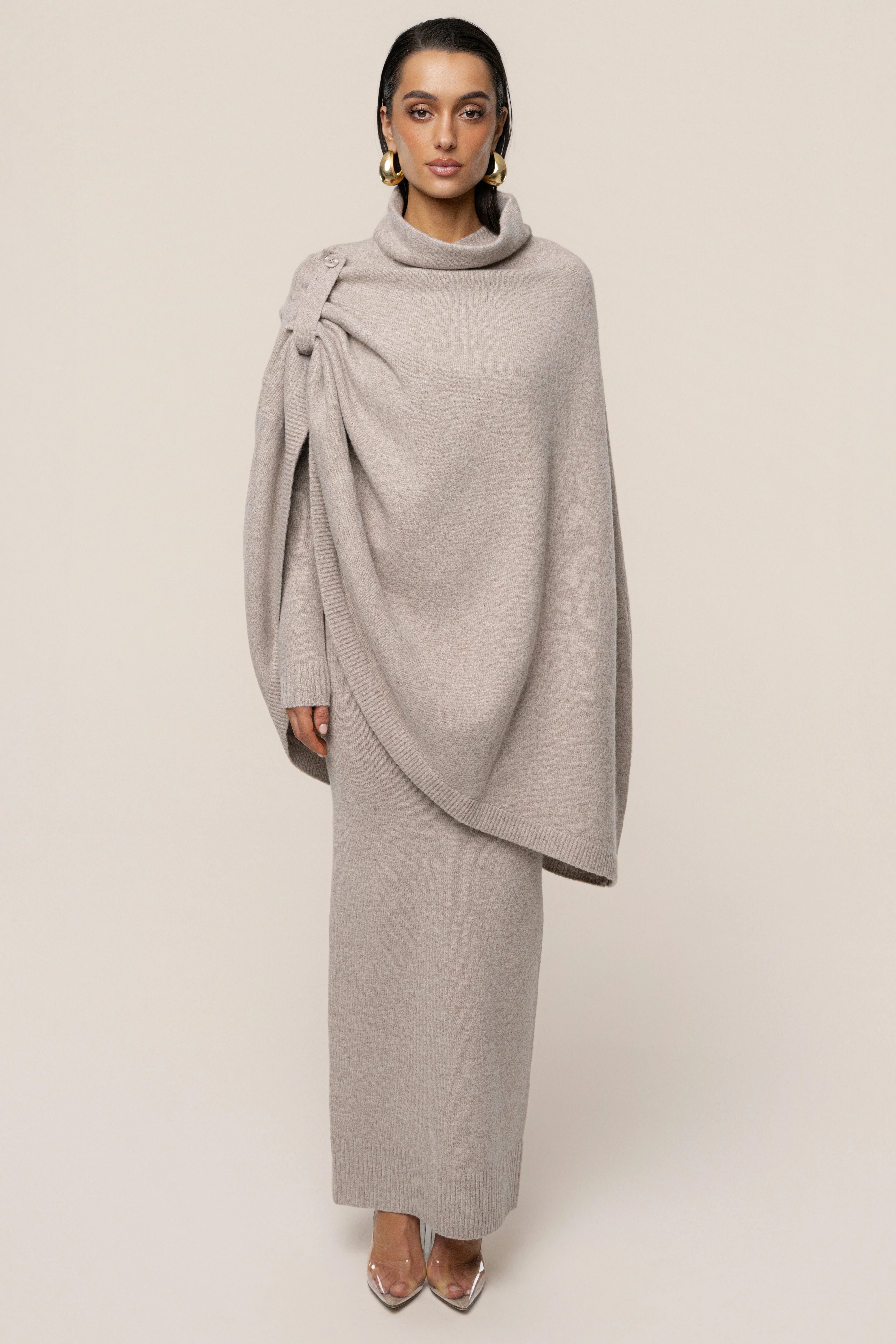 Beige Lodge Bound Turtleneck Shawl - Image 7