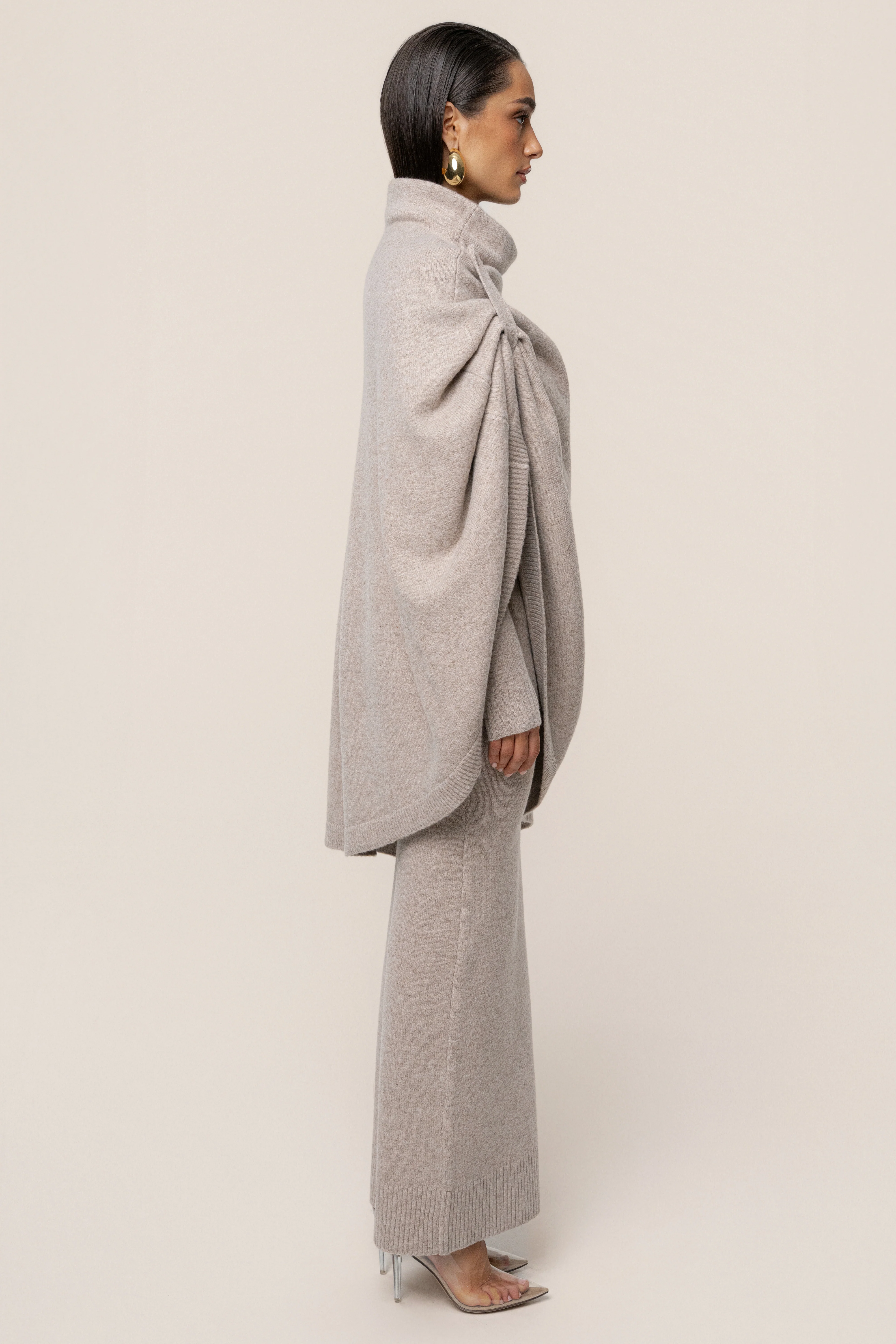 Beige Lodge Bound Turtleneck Shawl - Image 8