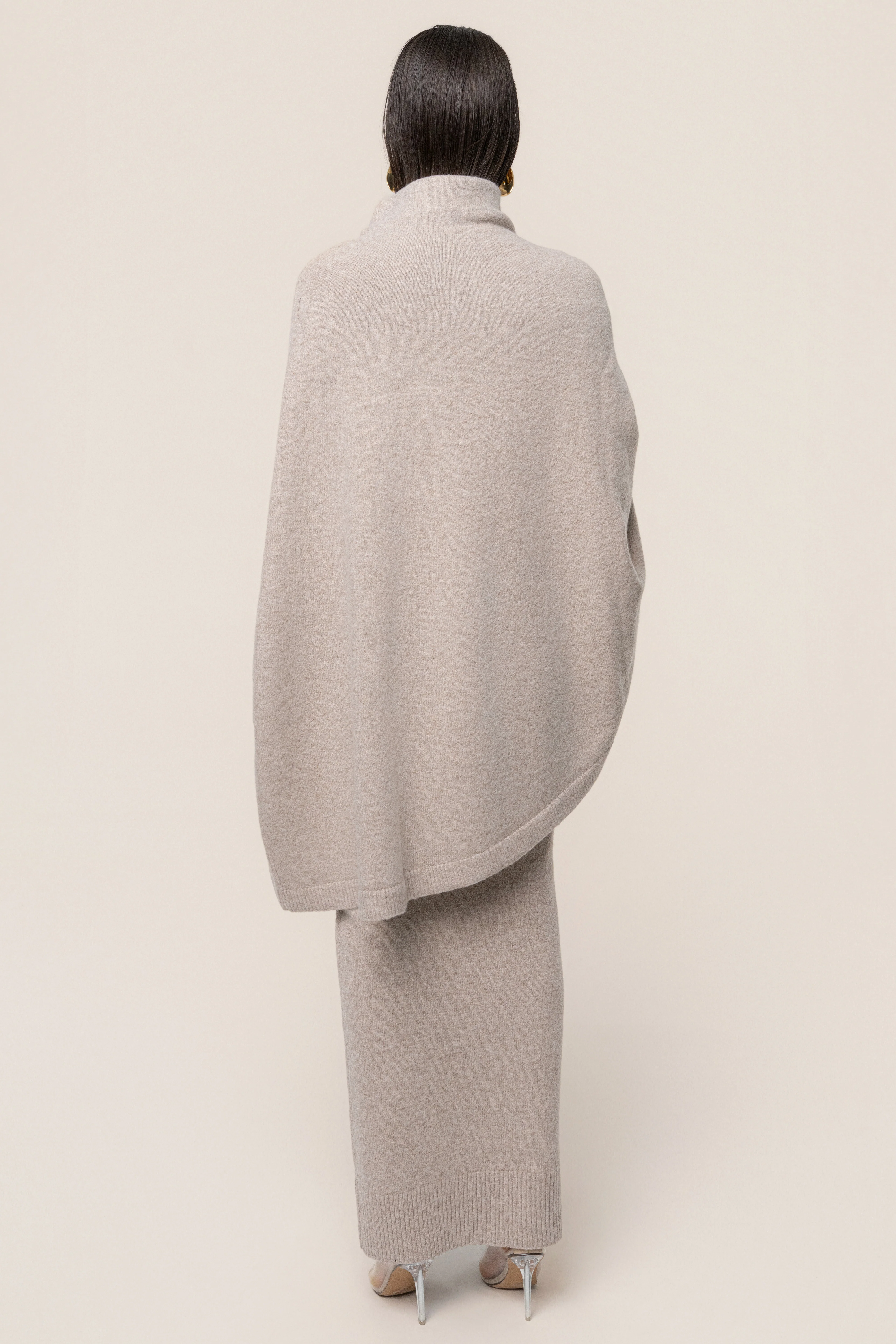 Beige Lodge Bound Turtleneck Shawl - Image 9