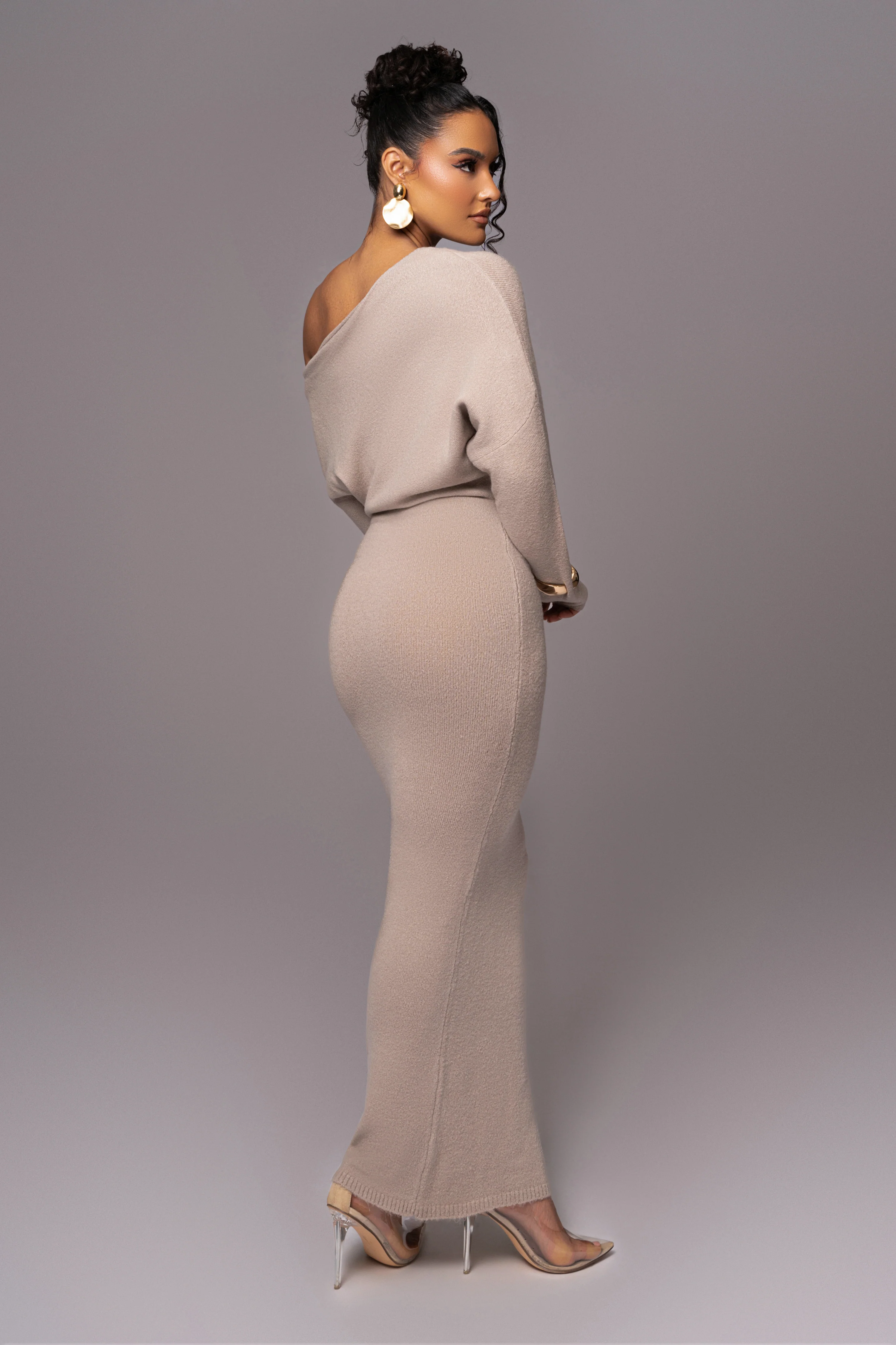 Beige Maddux Asymmetrical Maxi Dress - Image 6