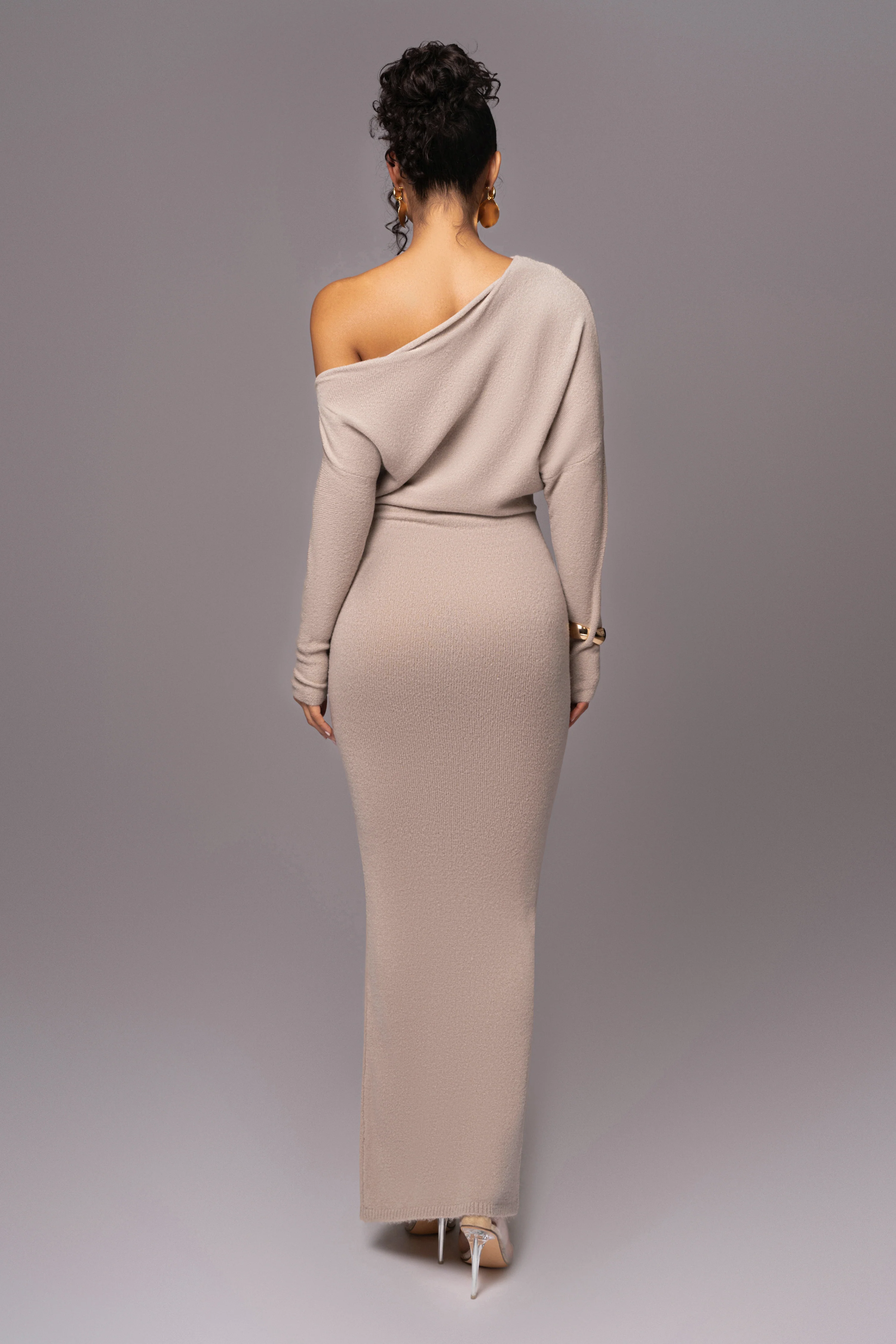 Beige Maddux Asymmetrical Maxi Dress - Image 9