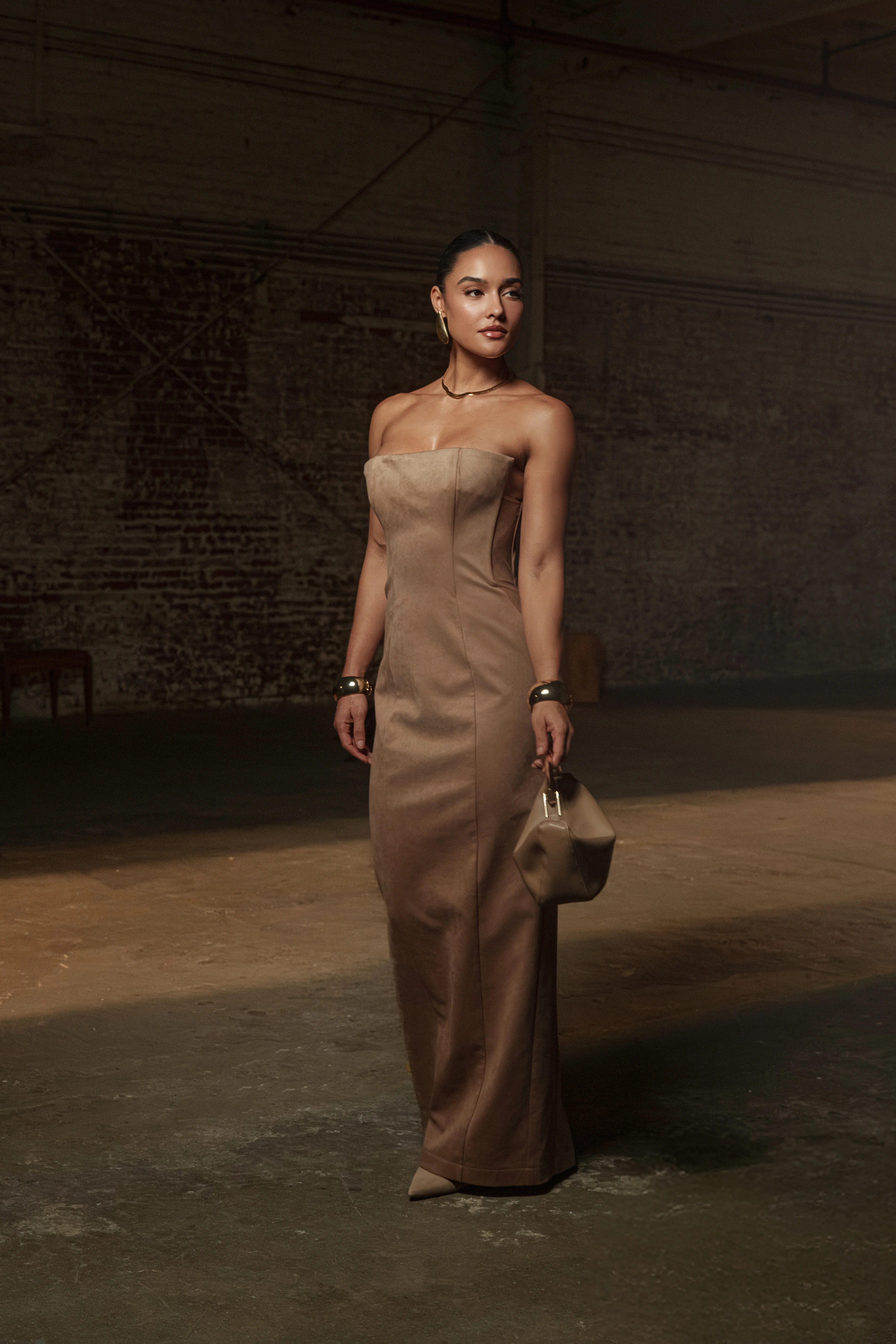 Beige Madison Suede Maxi Dress - Image 2