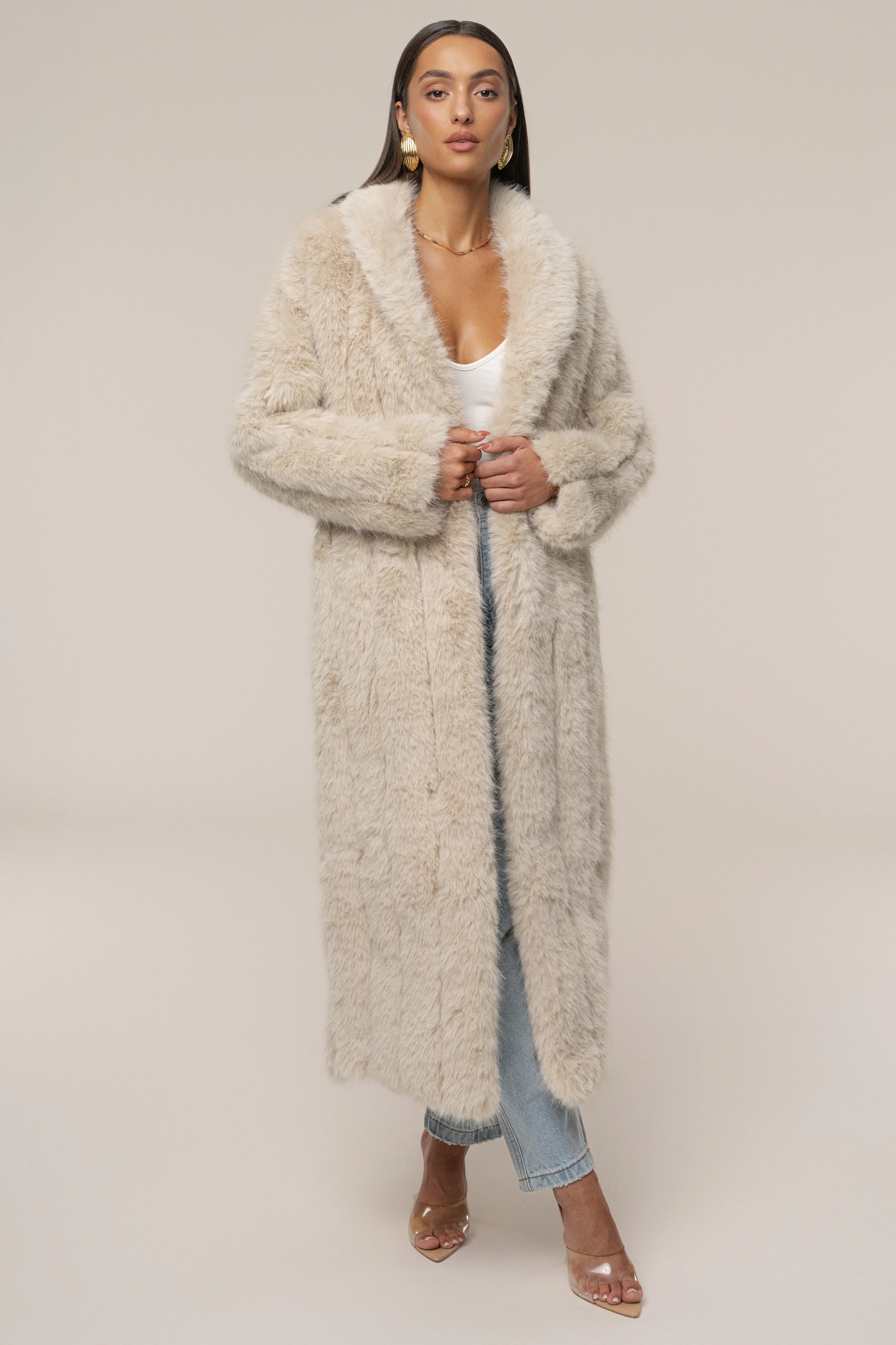 Beige Manhattan Faux Fur Coat - Image 5