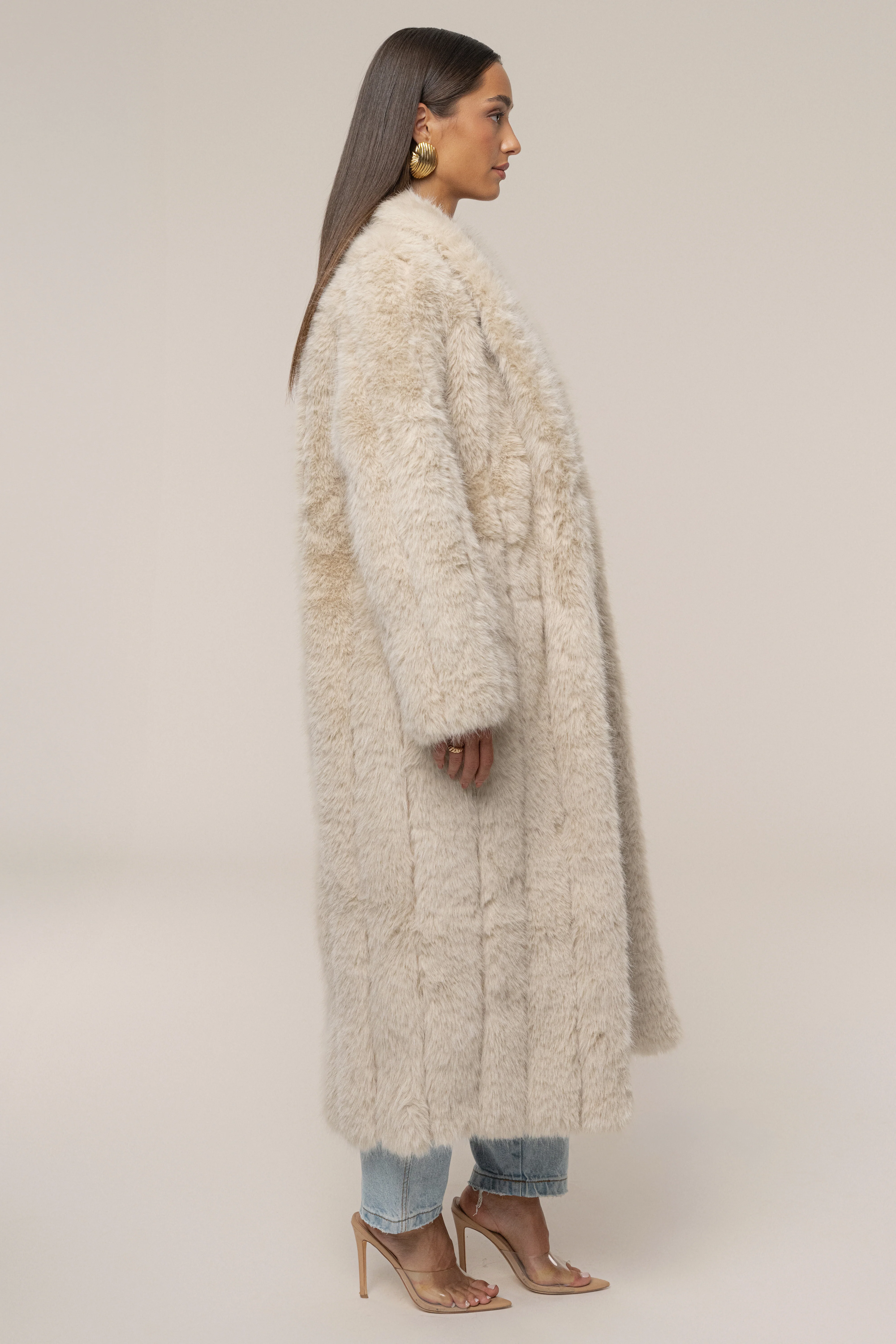 Beige Manhattan Faux Fur Coat - Image 7