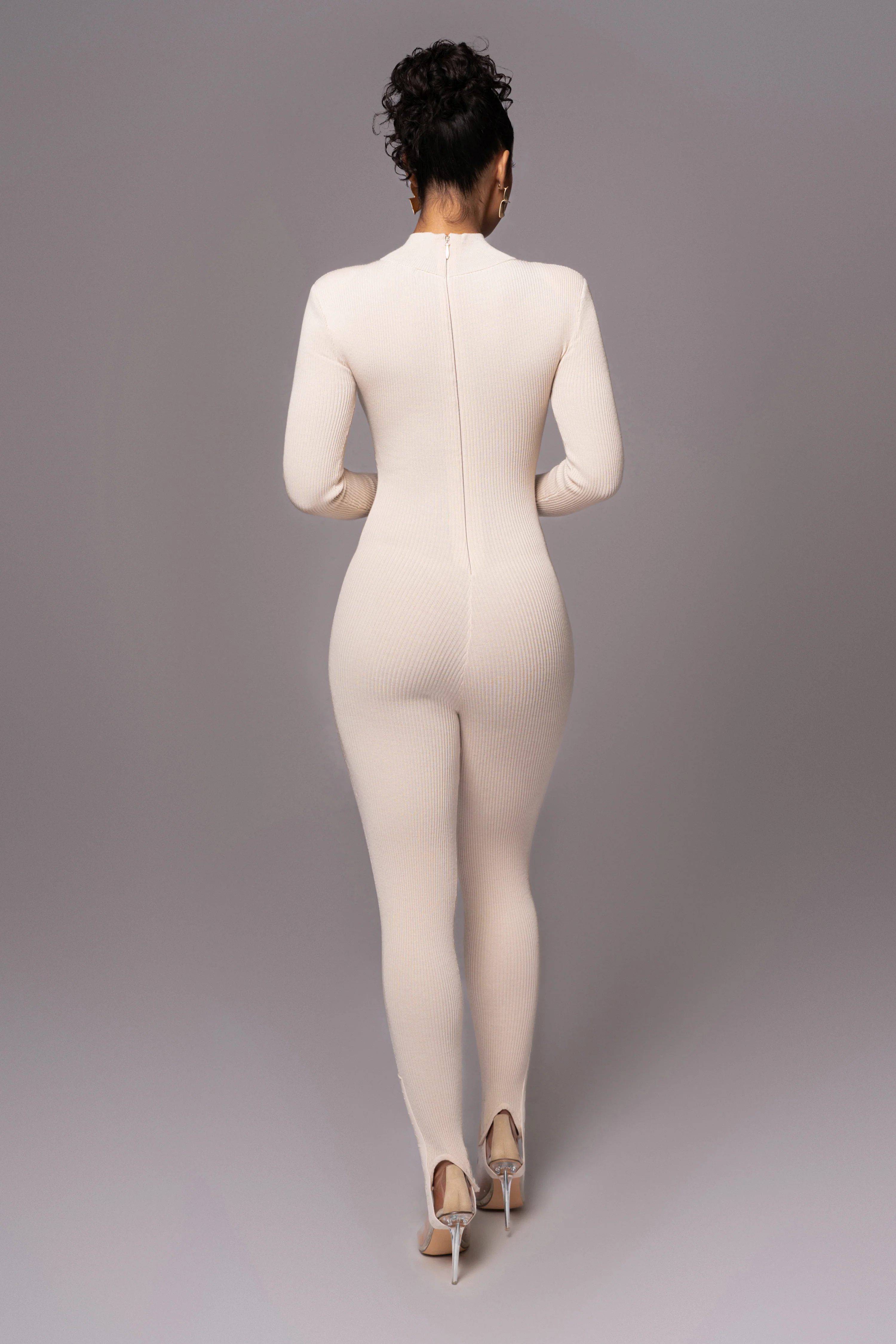 Beige Minna Mock Neck Jumpsuit - Image 8