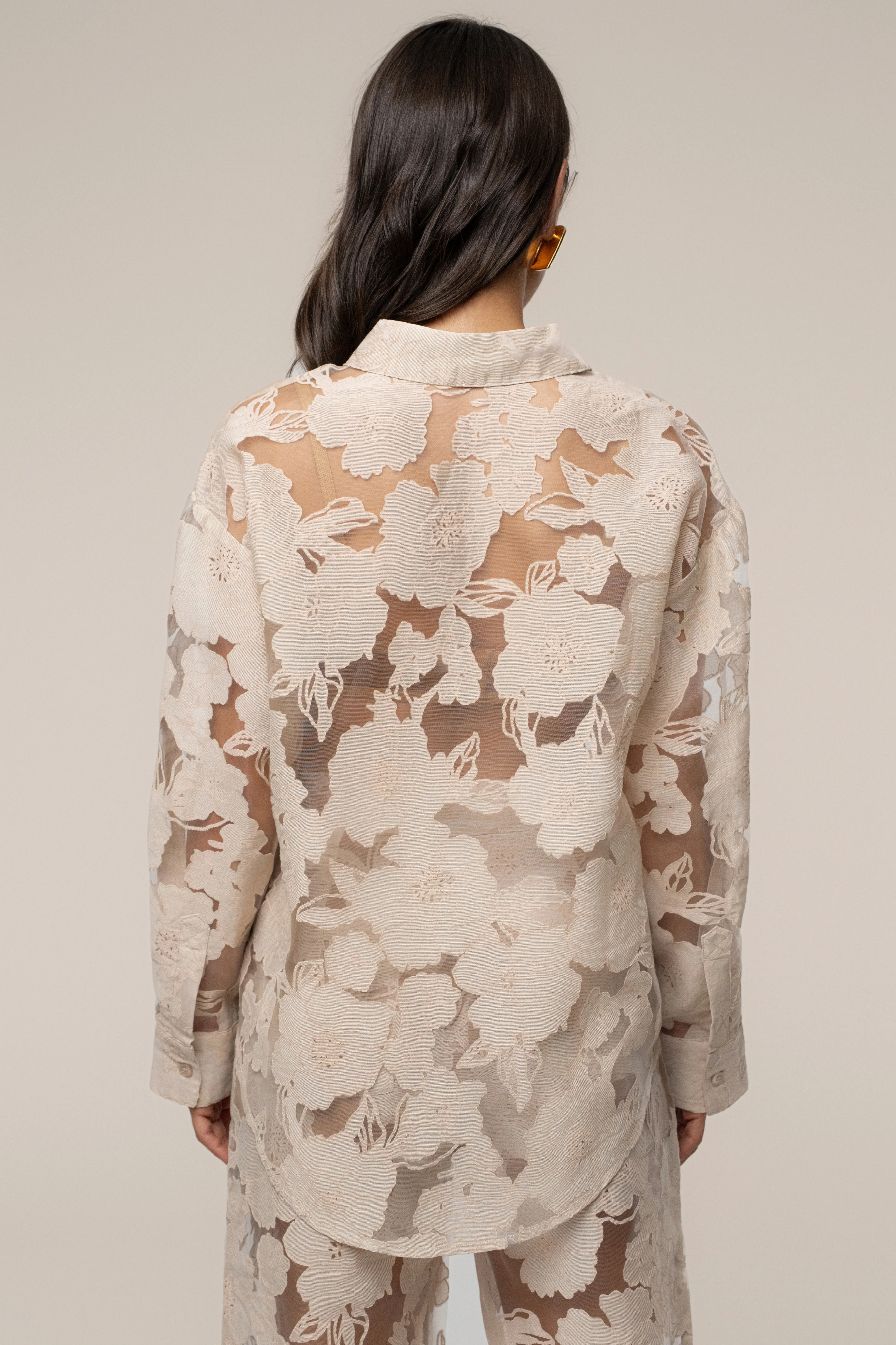 PRE-ORDER Beige Organza Floral Blouse - Image 11
