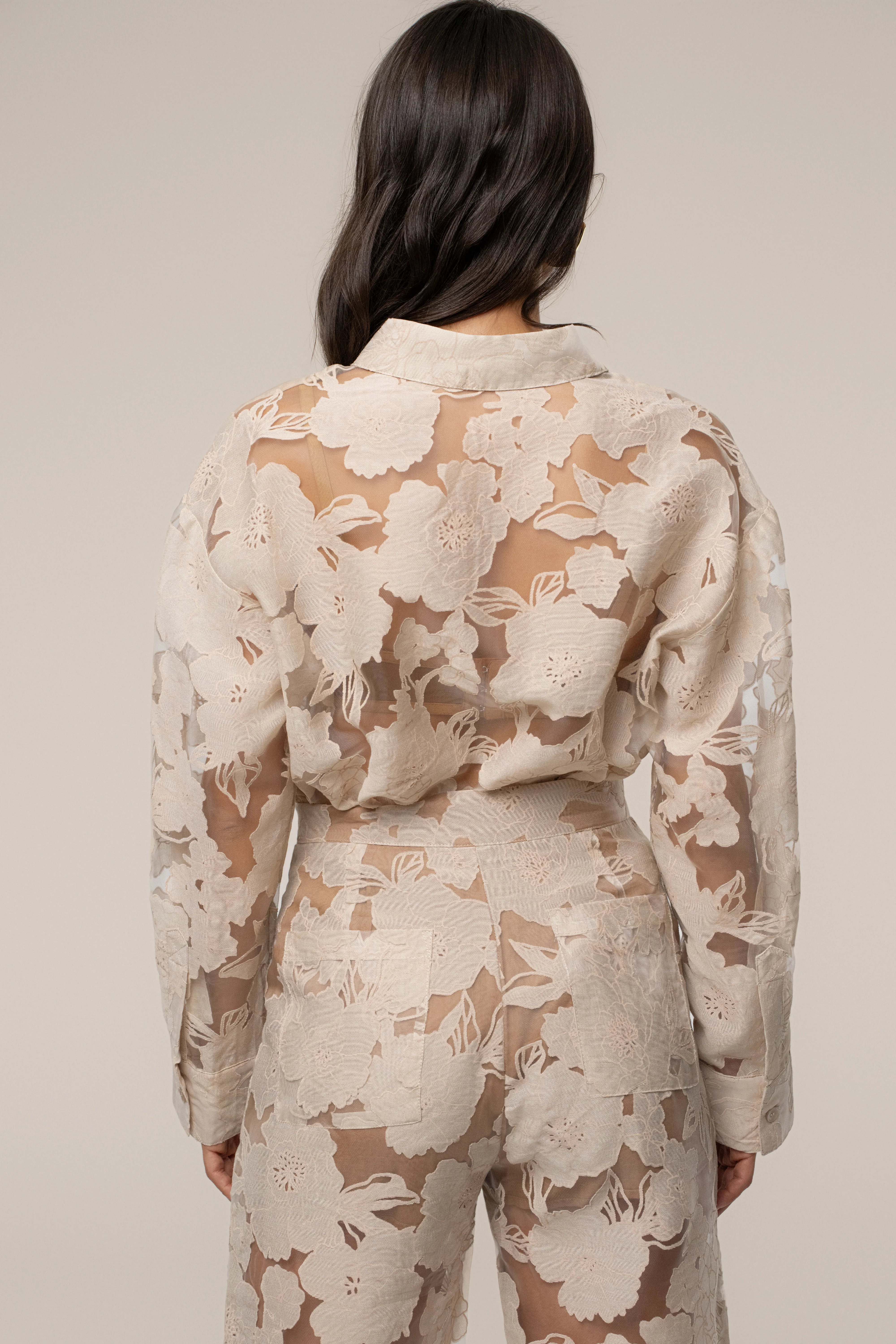 PRE-ORDER Beige Organza Floral Blouse - Image 13